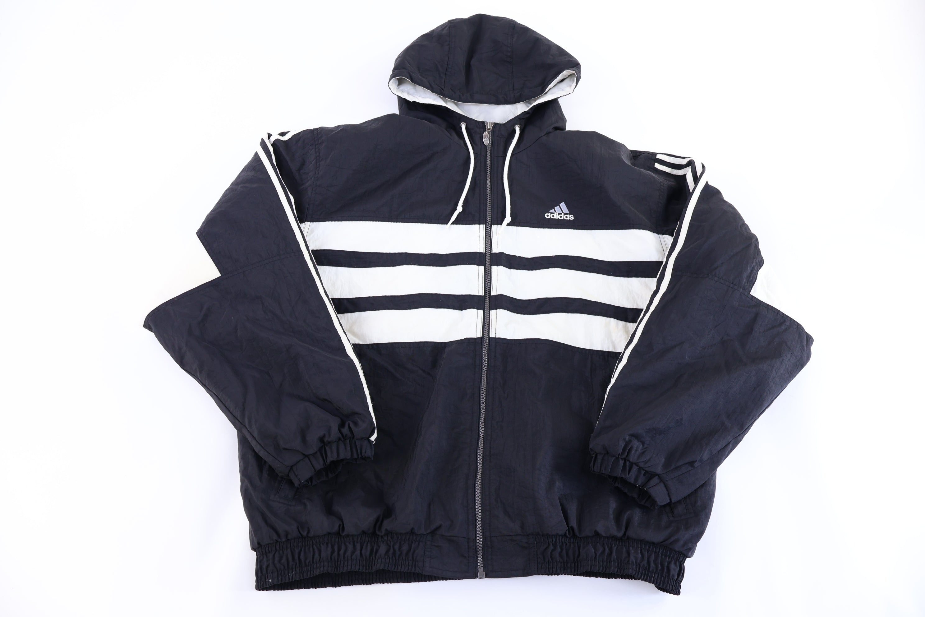 90's Adidas Black & White Full Zip Jacket
