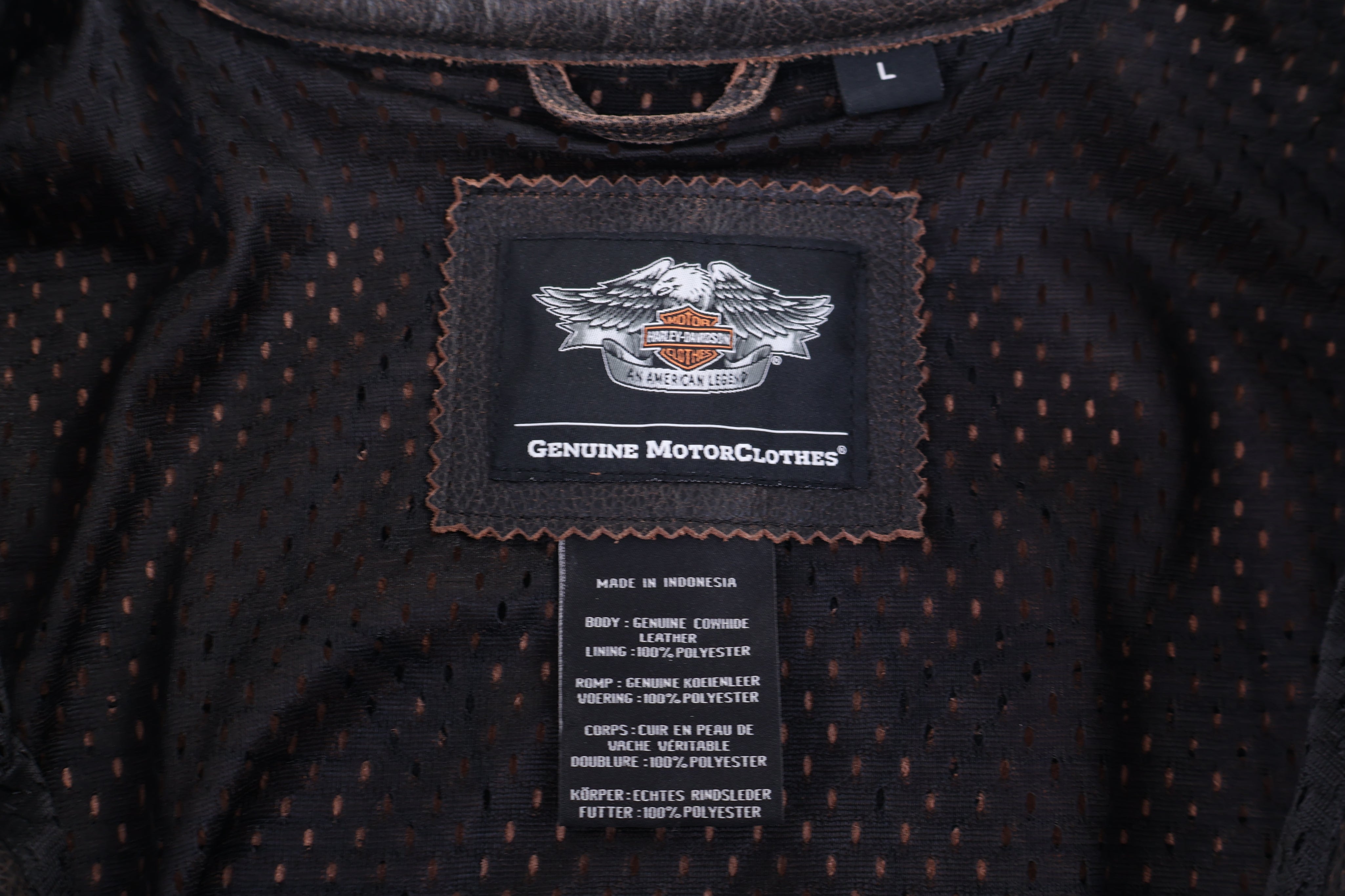 Harley Davidson Motorcycles Brown Leather Vest