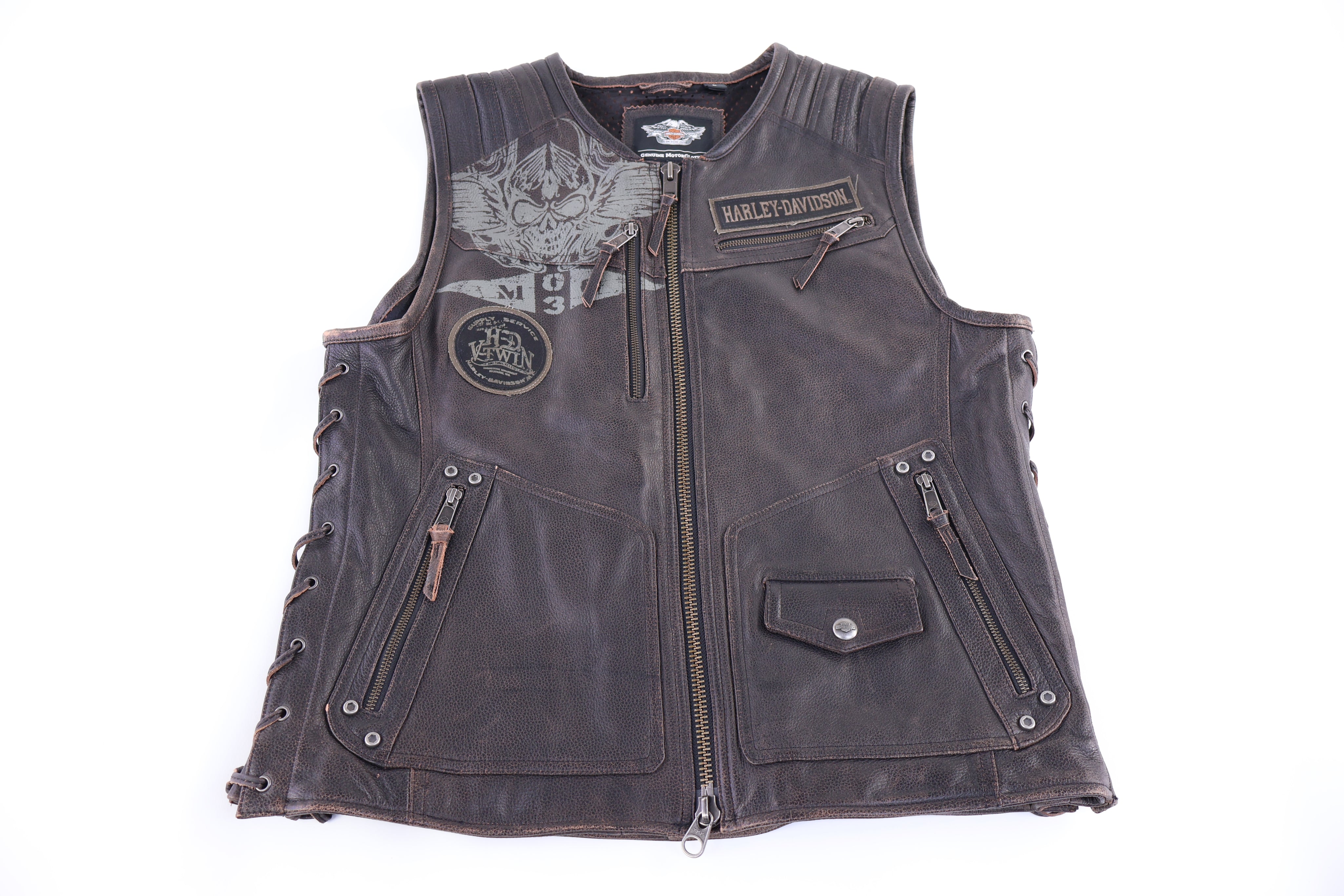 Harley Davidson Motorcycles Brown Leather Vest