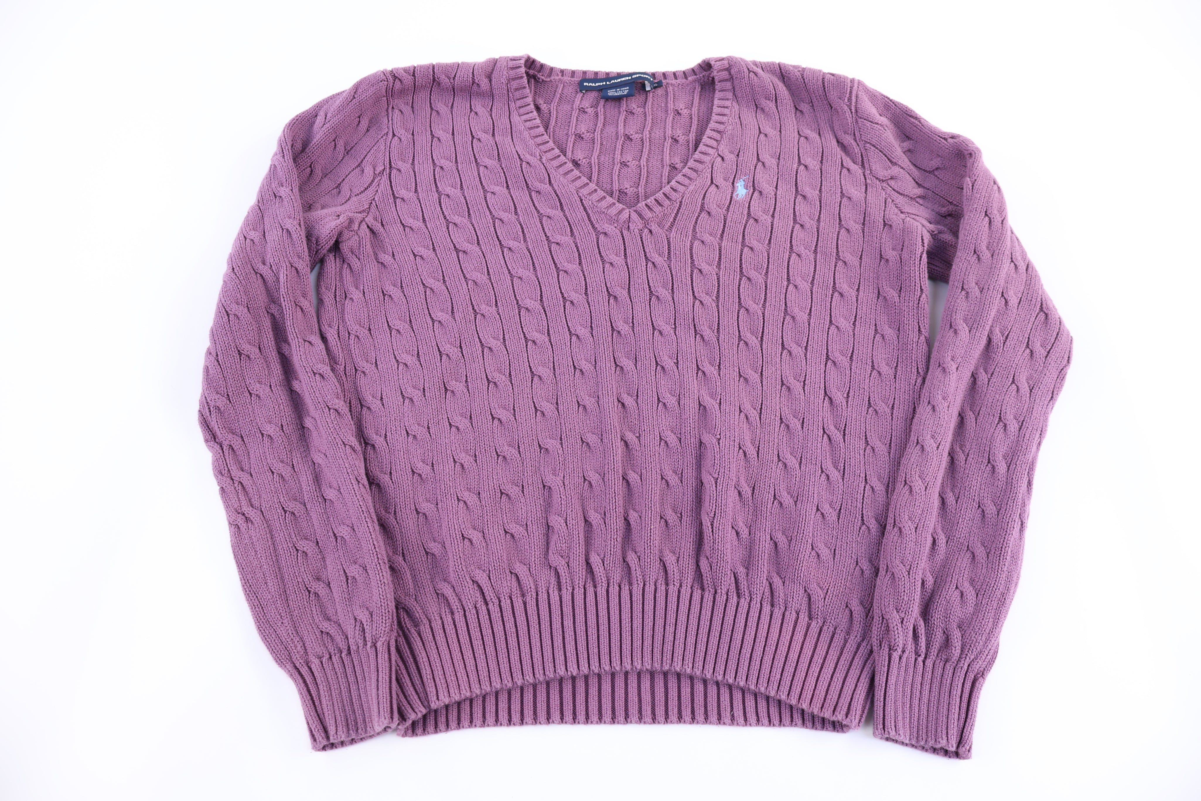 Women's Ralph Lauren Sport Purple Cable Knit Sweater