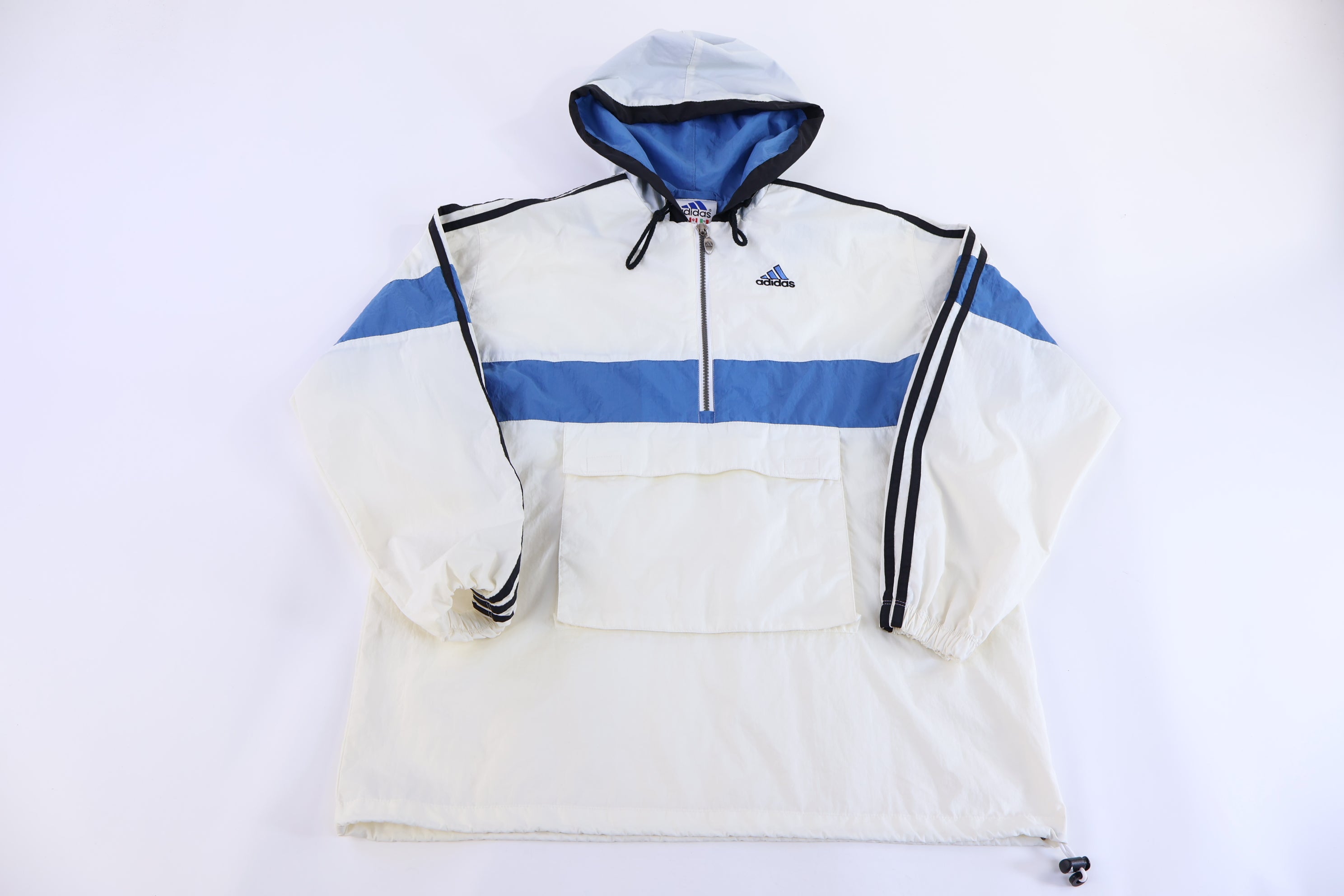 90's Adidas Embroidered Logo Multicolor Half Zip Windbreaker