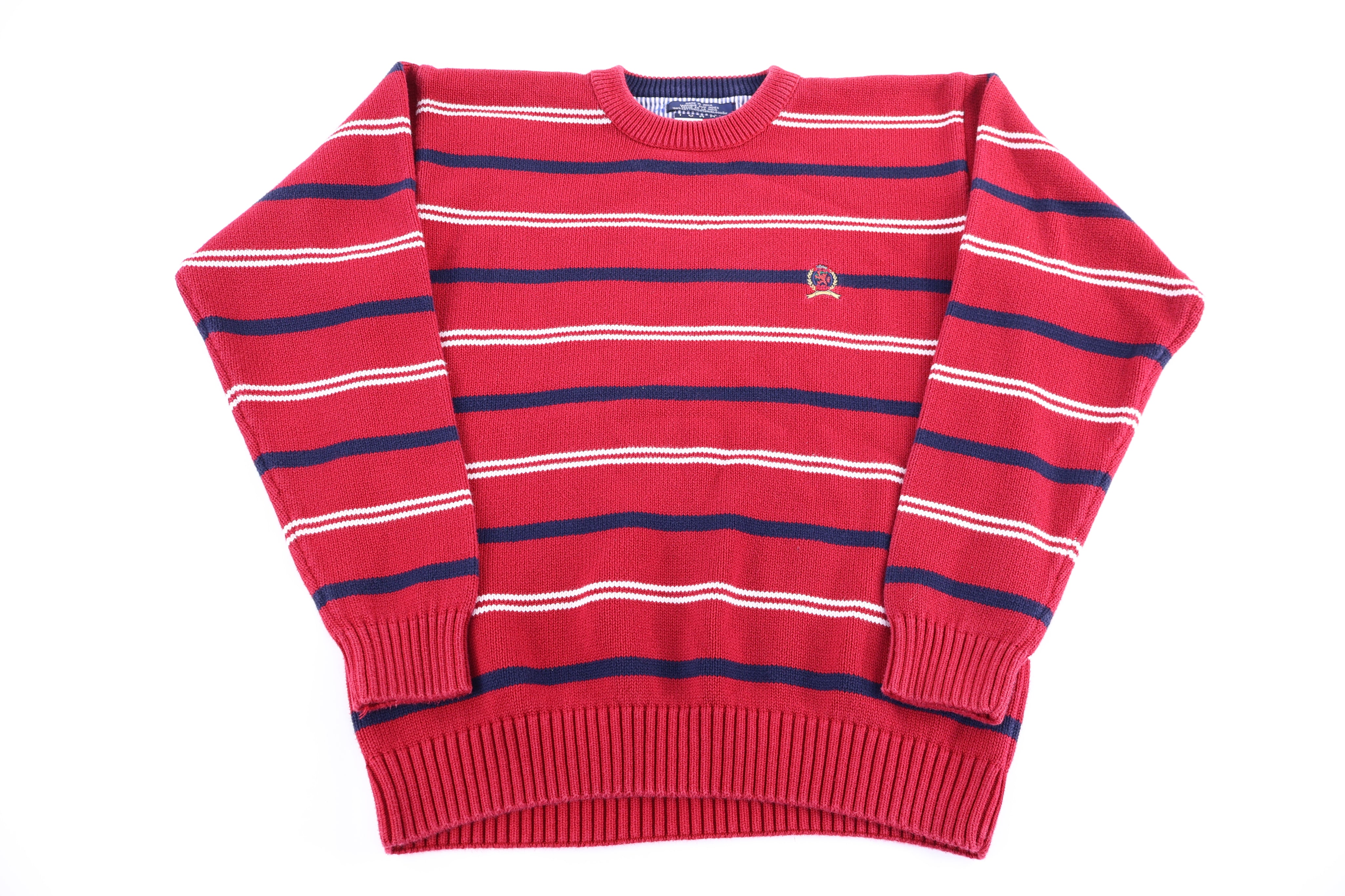 90’s Tommy Hilfiger Embroidered Logo Multicolor Knit Sweater