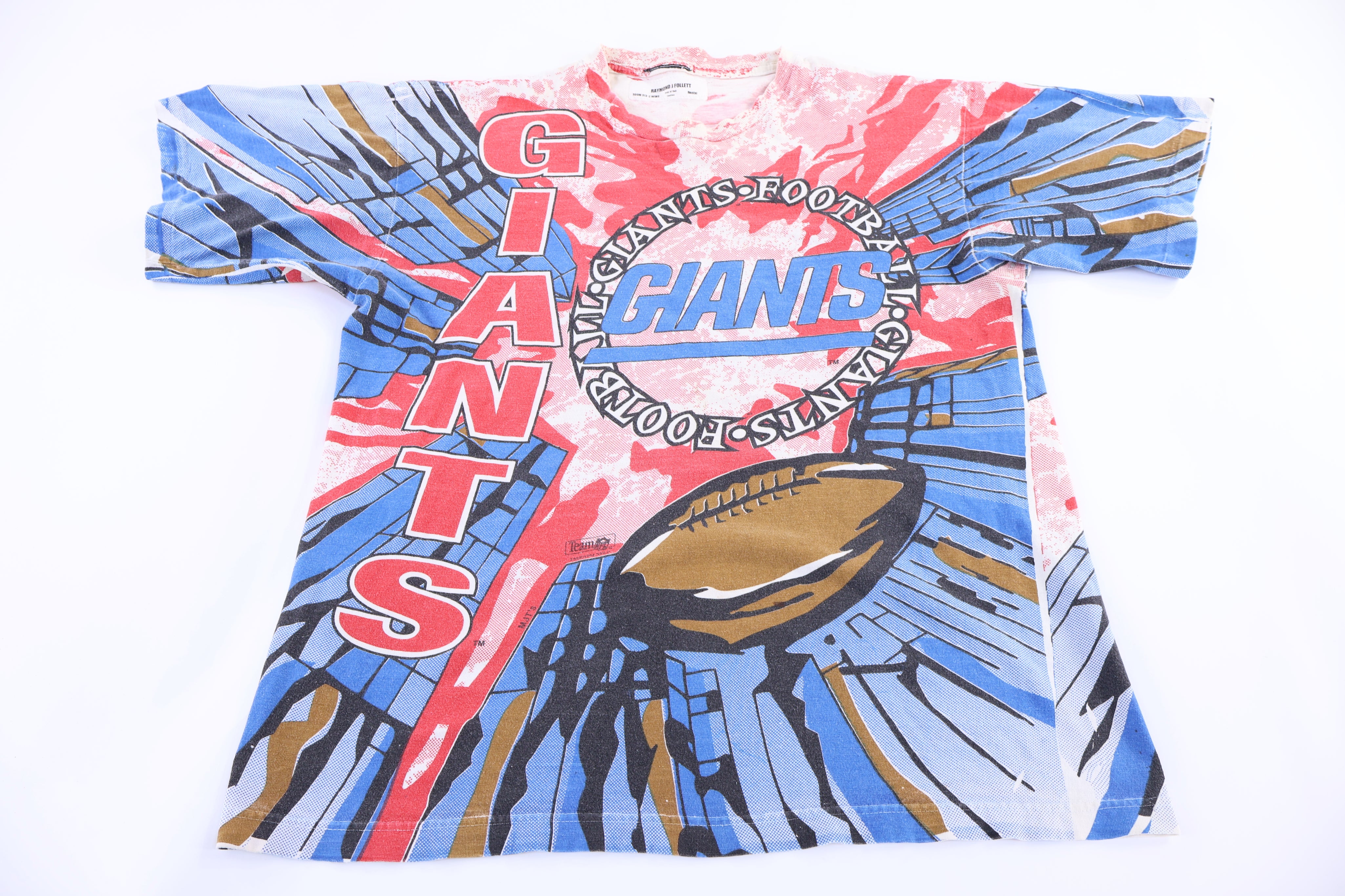 90's New York Giants Football All Over Graphic T-shirt