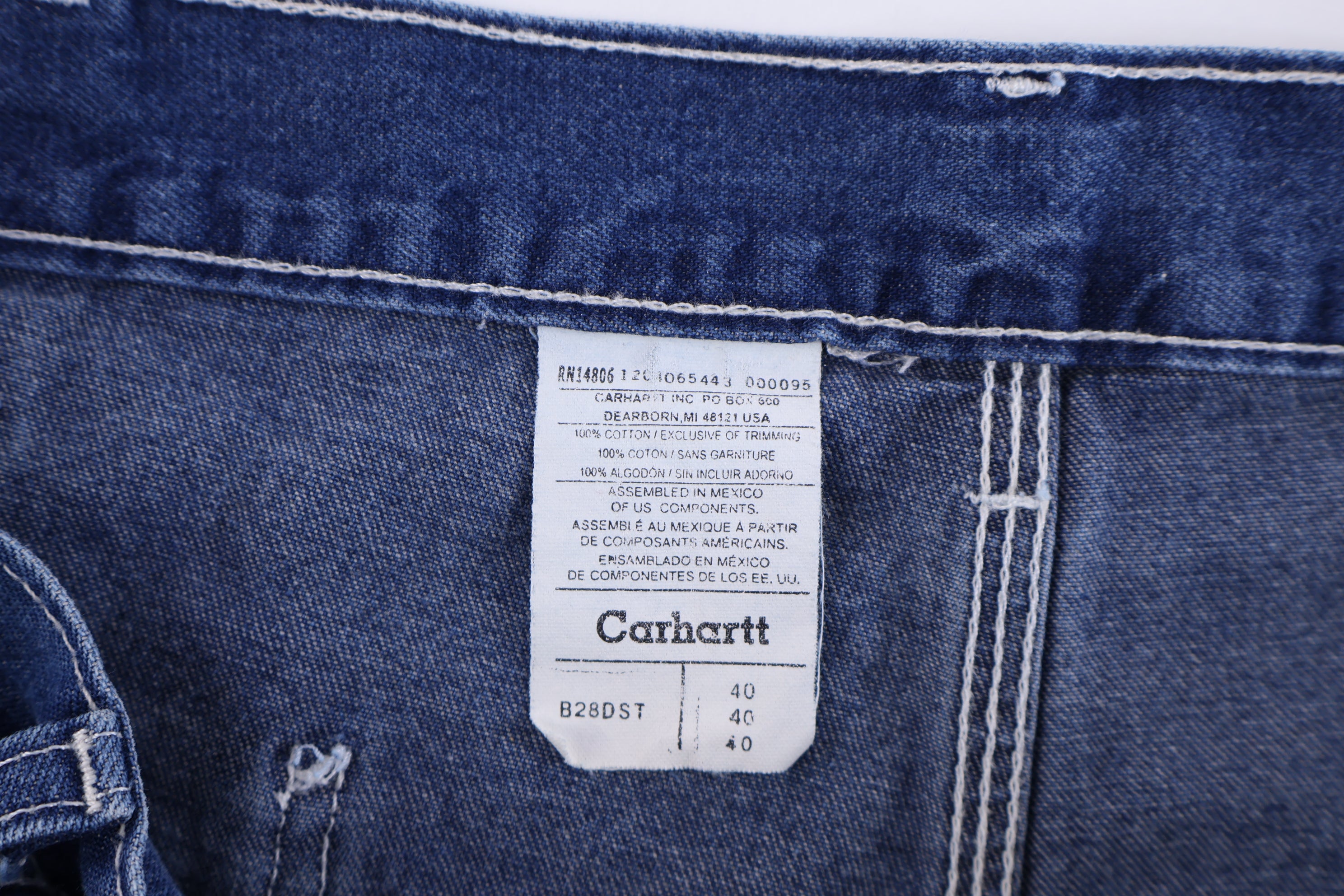 Carhartt Logo Patch Dark Wash Denim Shorts