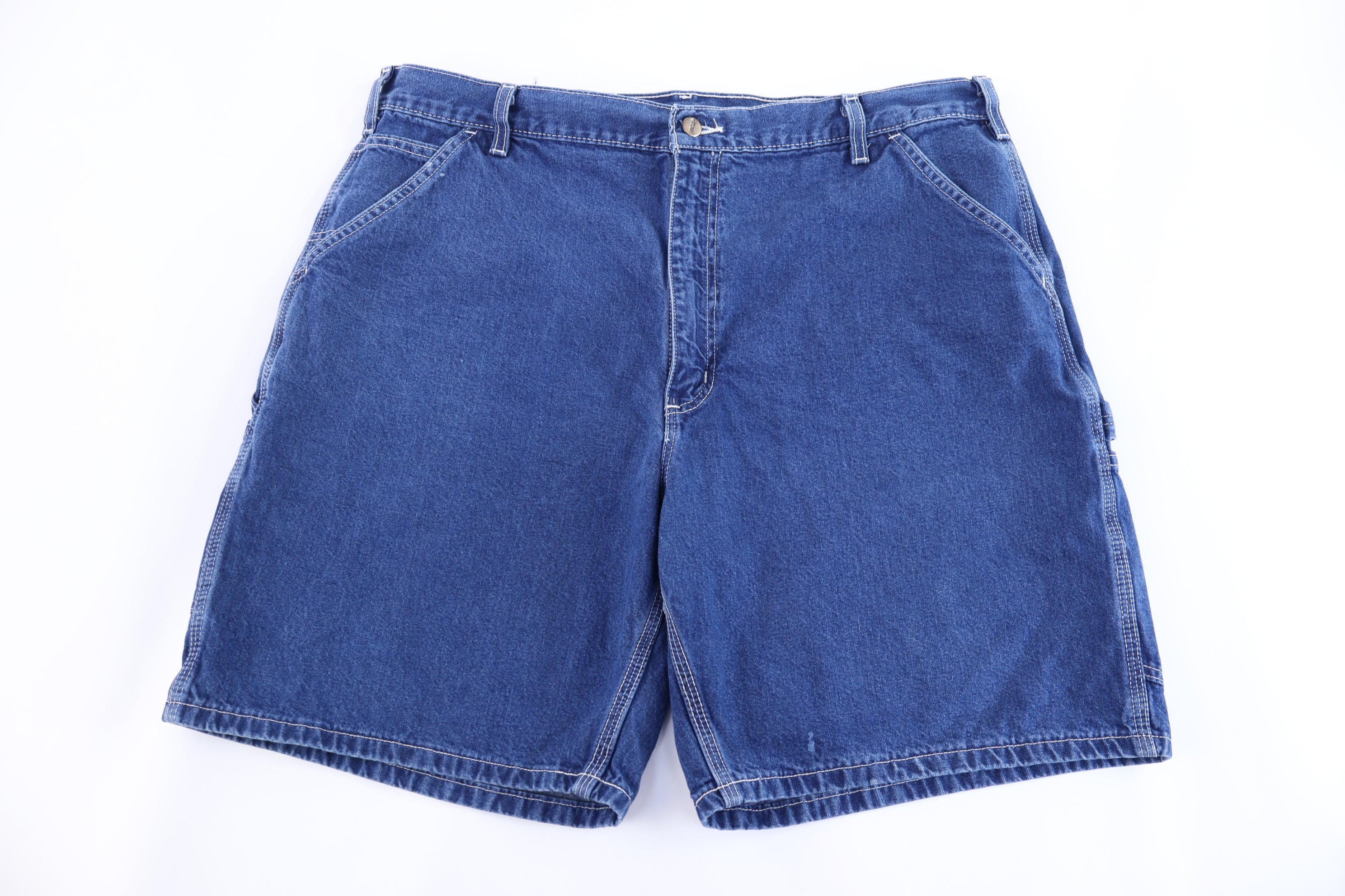 Carhartt Logo Patch Dark Wash Denim Shorts