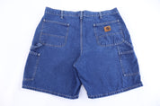 Carhartt Logo Patch Dark Wash Denim Shorts