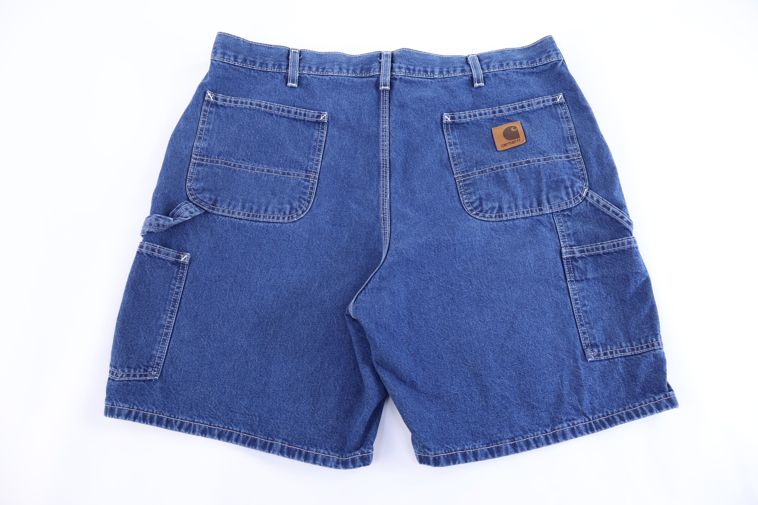 Carhartt Logo Patch Dark Wash Denim Shorts