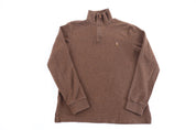 Polo Ralph Lauren Embroidered Logo Brown Quarter Zip Sweater