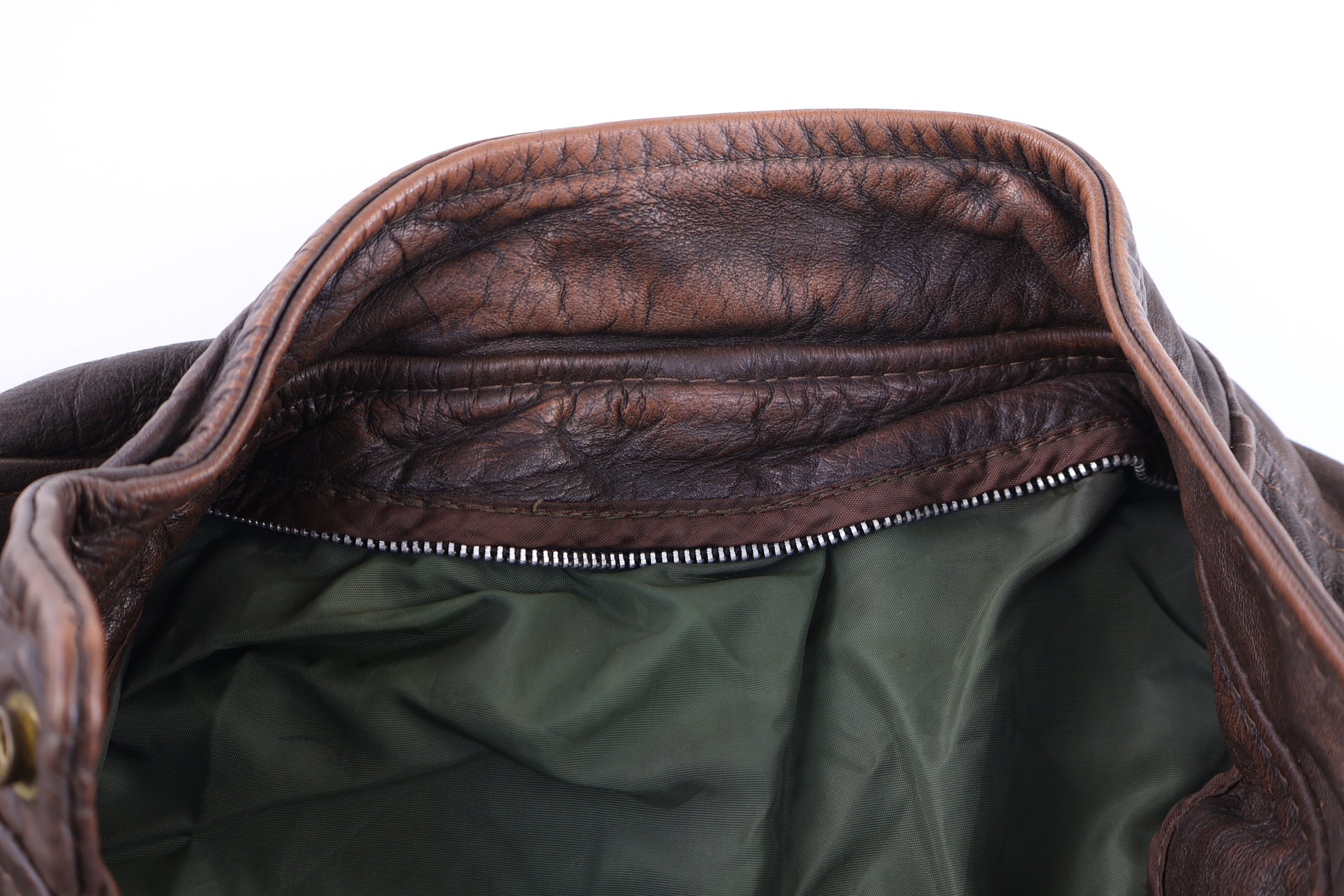 70's Dark Brown Full Zip Leather Jacket