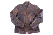 70's Dark Brown Full Zip Leather Jacket