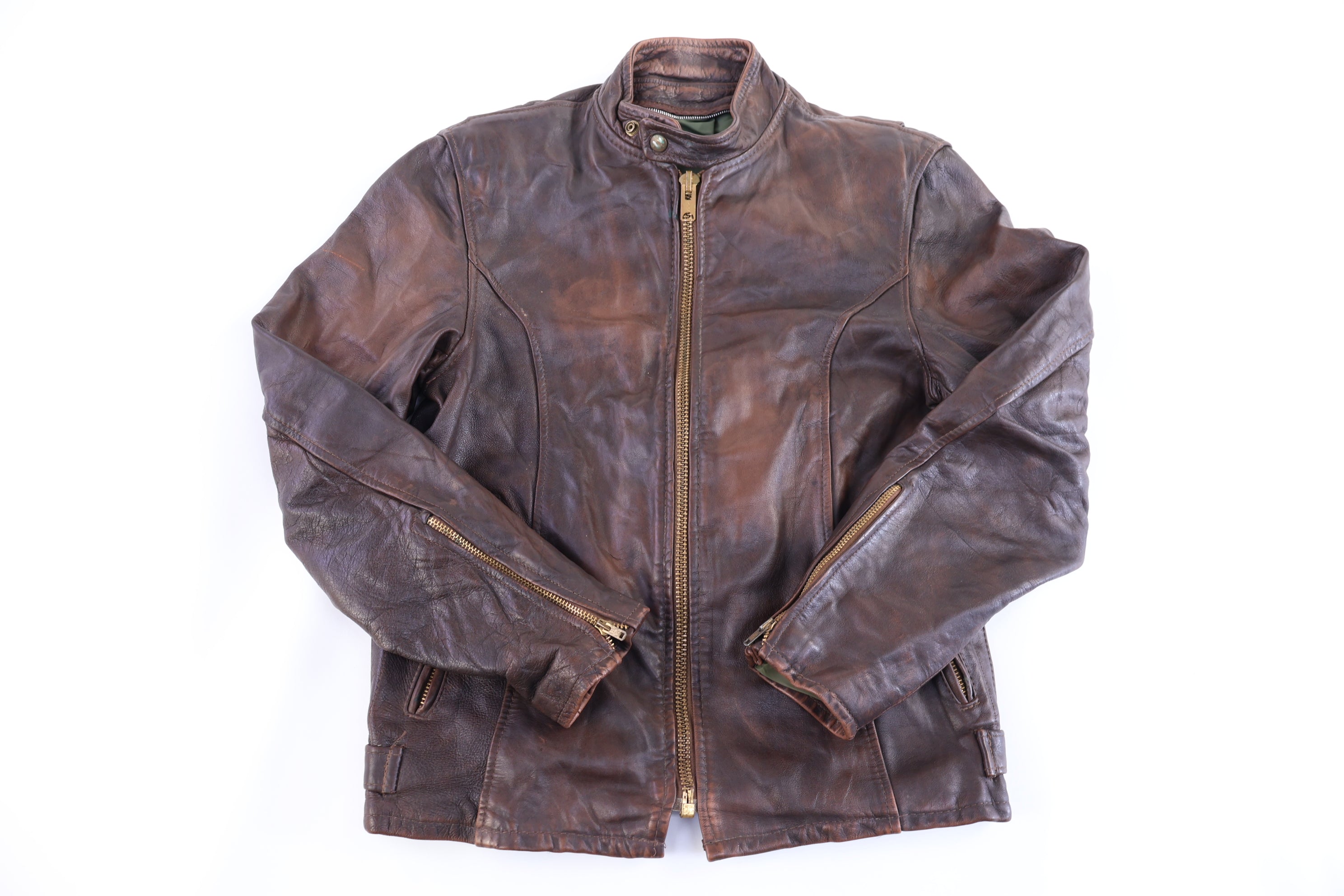 70's Dark Brown Full Zip Leather Jacket