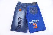 Vintage New York Knicks Basketball Embroidered Denim Shorts