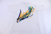 80's Adidas Multicolor Brush Graphic Button Up