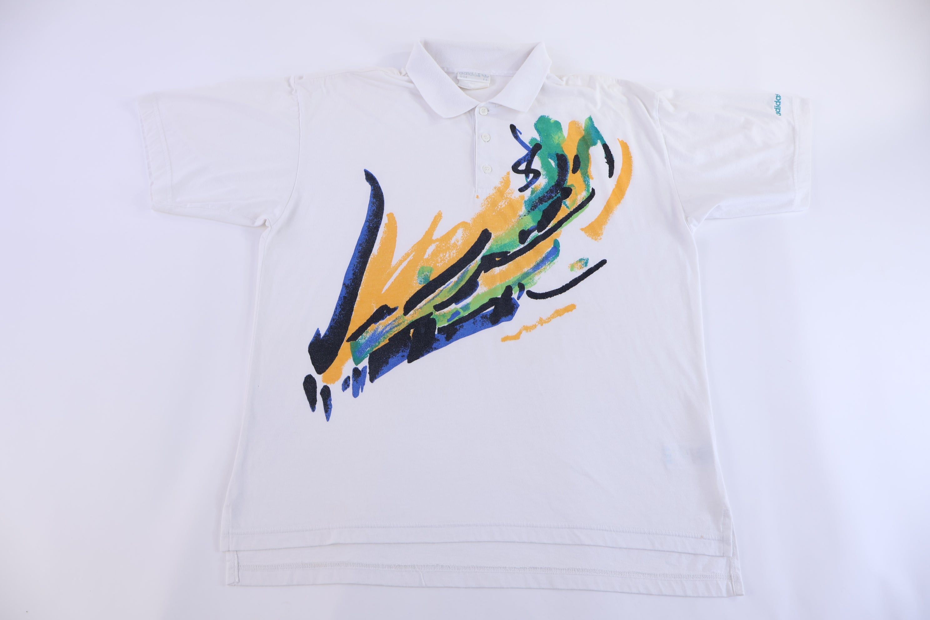 80's Adidas Multicolor Brush Graphic Button Up