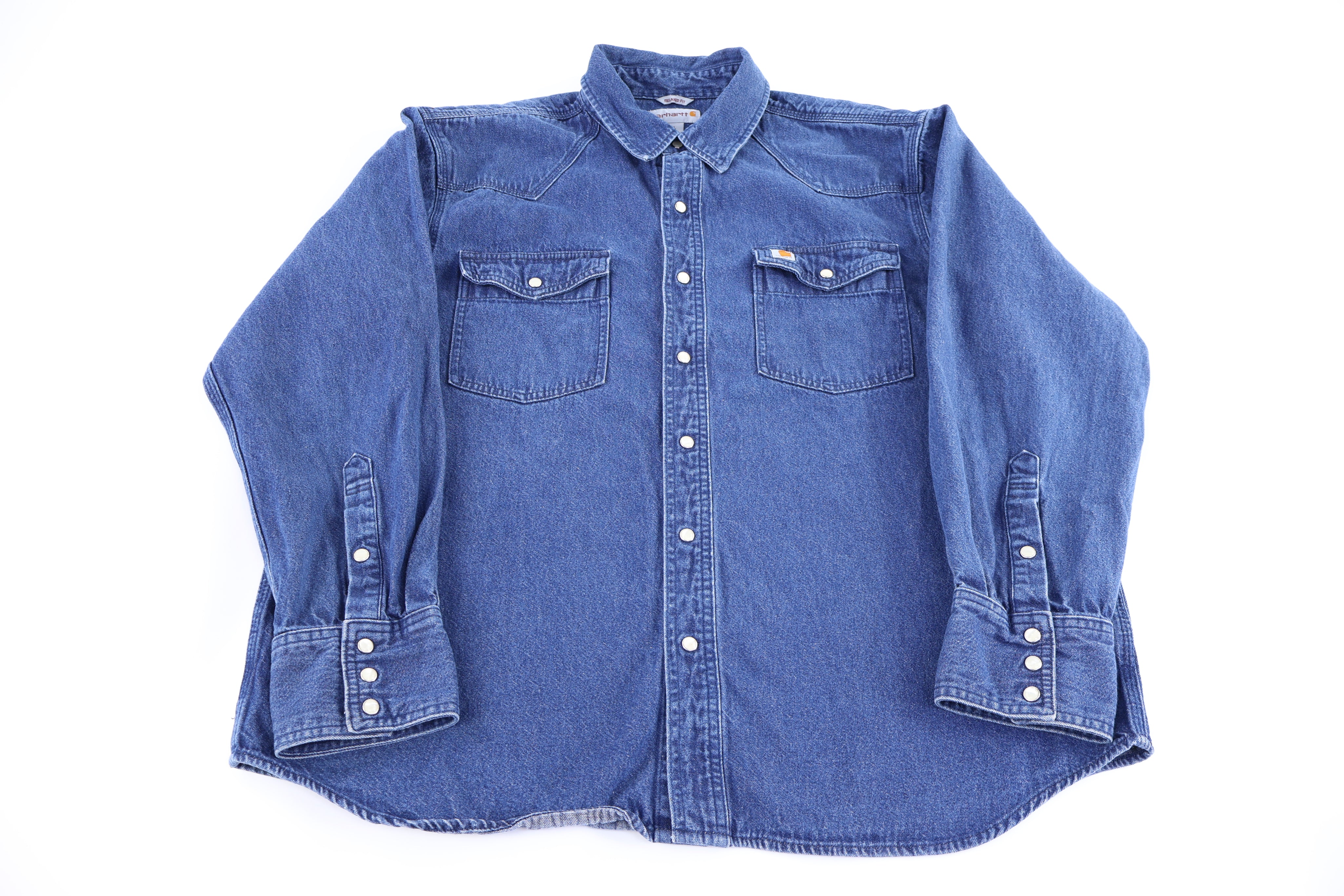 Carhartt Logo Patch Blue LS Button Down