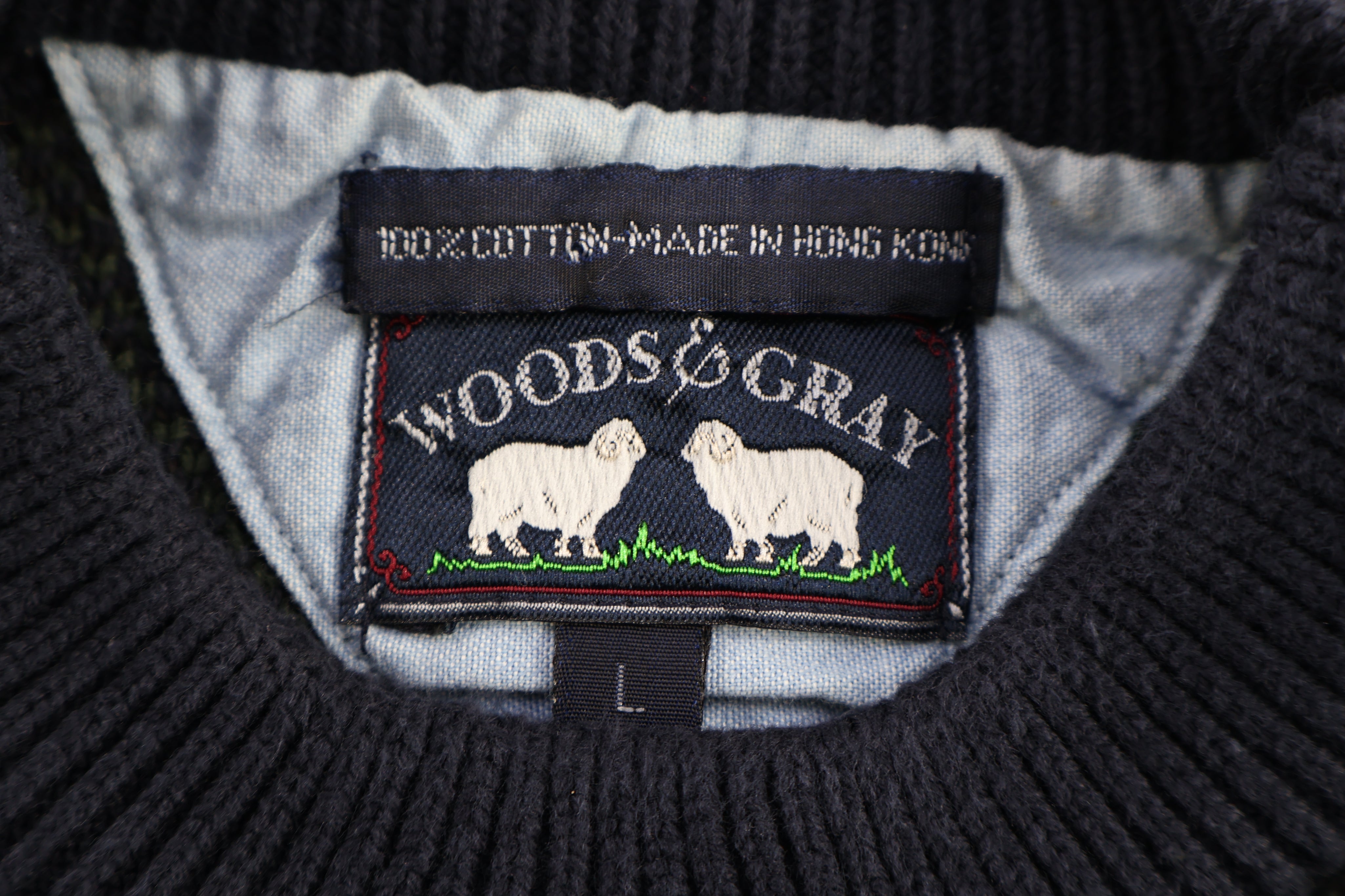 Vintage Woods & Gray Grid Pattern Knit Sweater