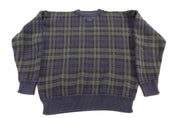 Vintage Woods & Gray Grid Pattern Knit Sweater