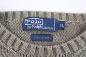 Poo by Ralph Lauren Embroidered Logo Grey Knit Sweater