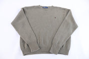 Poo by Ralph Lauren Embroidered Logo Grey Knit Sweater