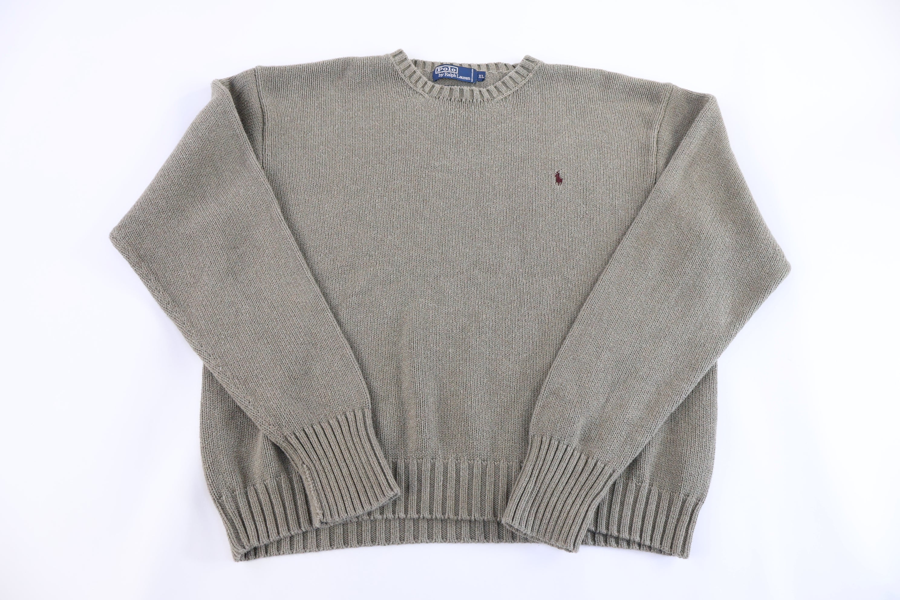Poo by Ralph Lauren Embroidered Logo Grey Knit Sweater