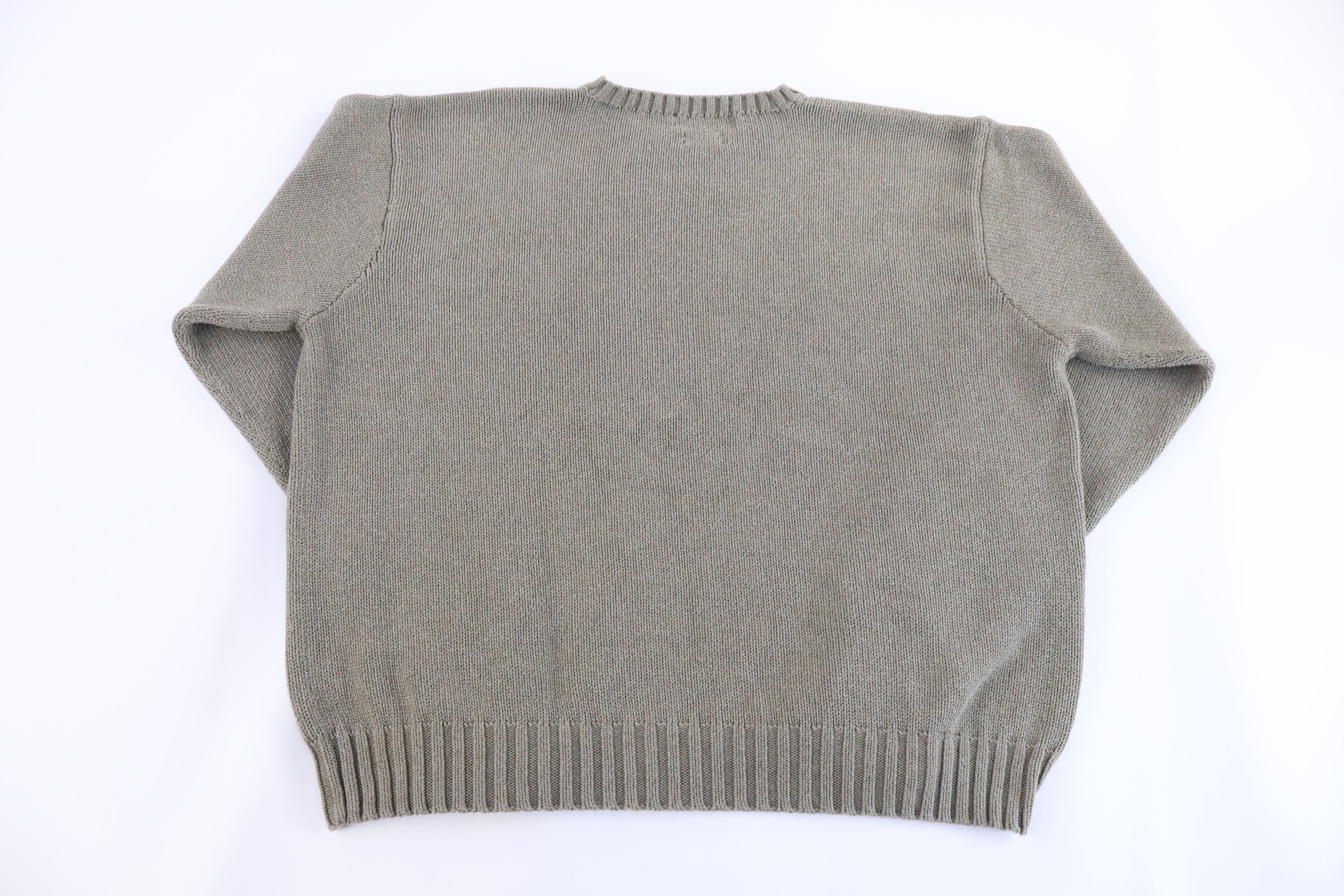 Poo by Ralph Lauren Embroidered Logo Grey Knit Sweater