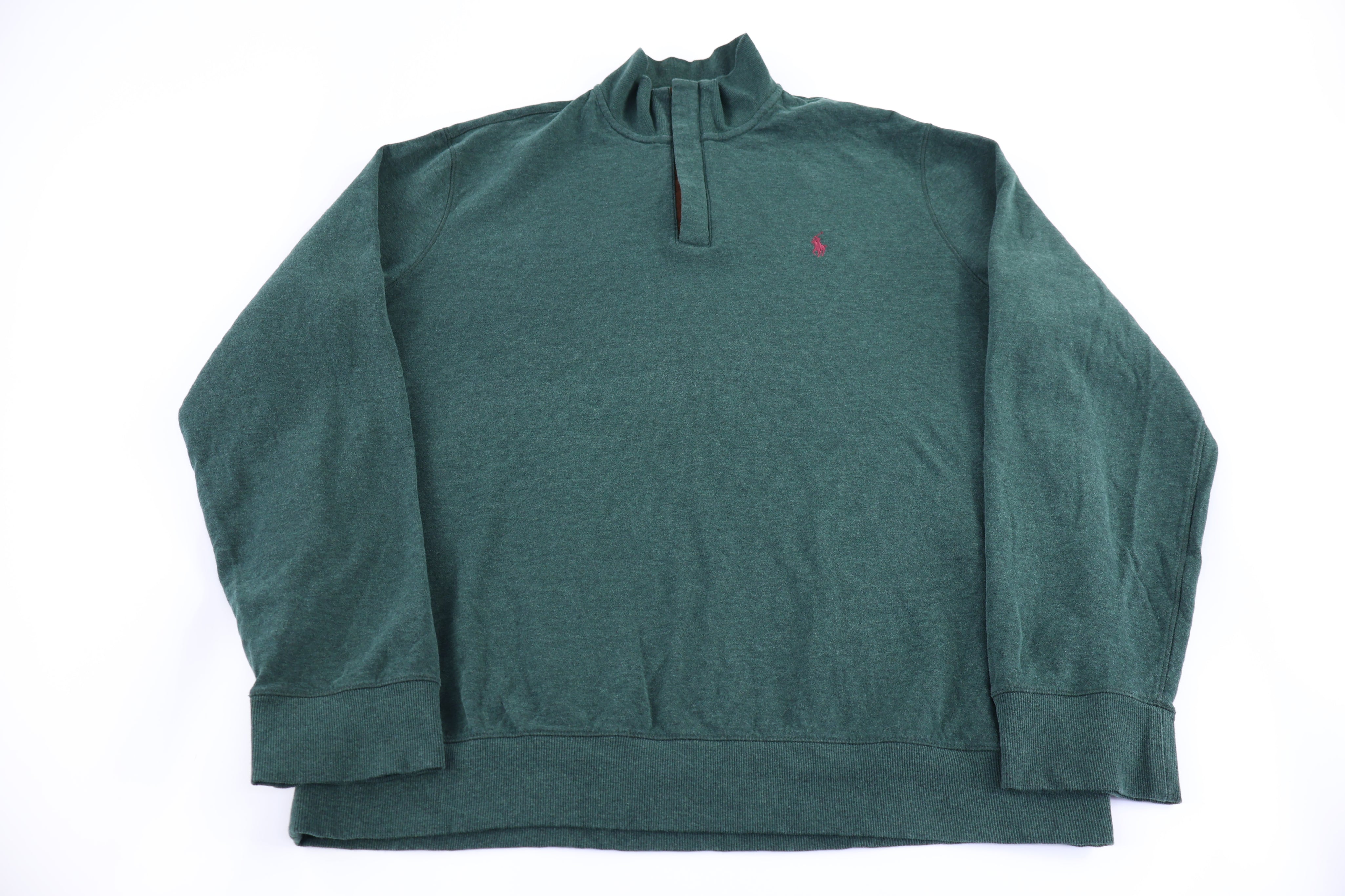 Polo Ralph Lauren Embroidered Logo Green Quarter Zip Sweater