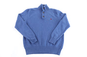 Polo Ralph Lauren Embroidered Logo Blue Henley Pullover