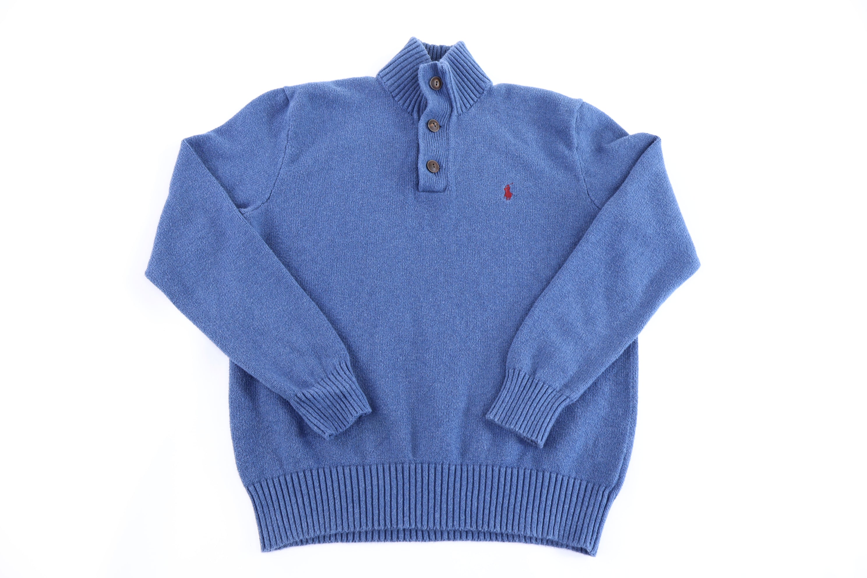 Polo Ralph Lauren Embroidered Logo Blue Henley Pullover