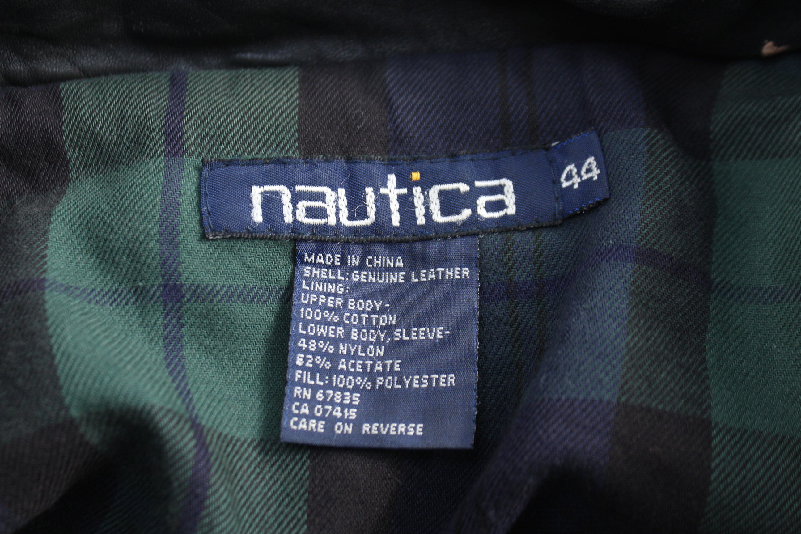 Vintage Nautica Full Zip Black Leather Jacket