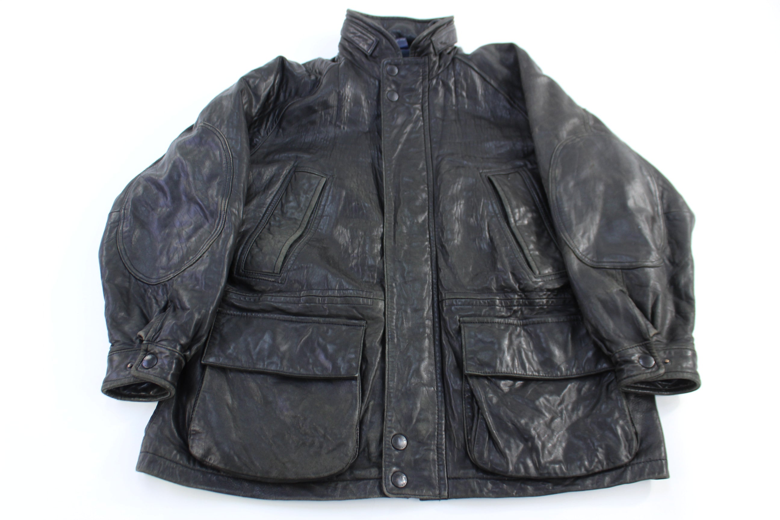 Vintage Nautica Full Zip Black Leather Jacket