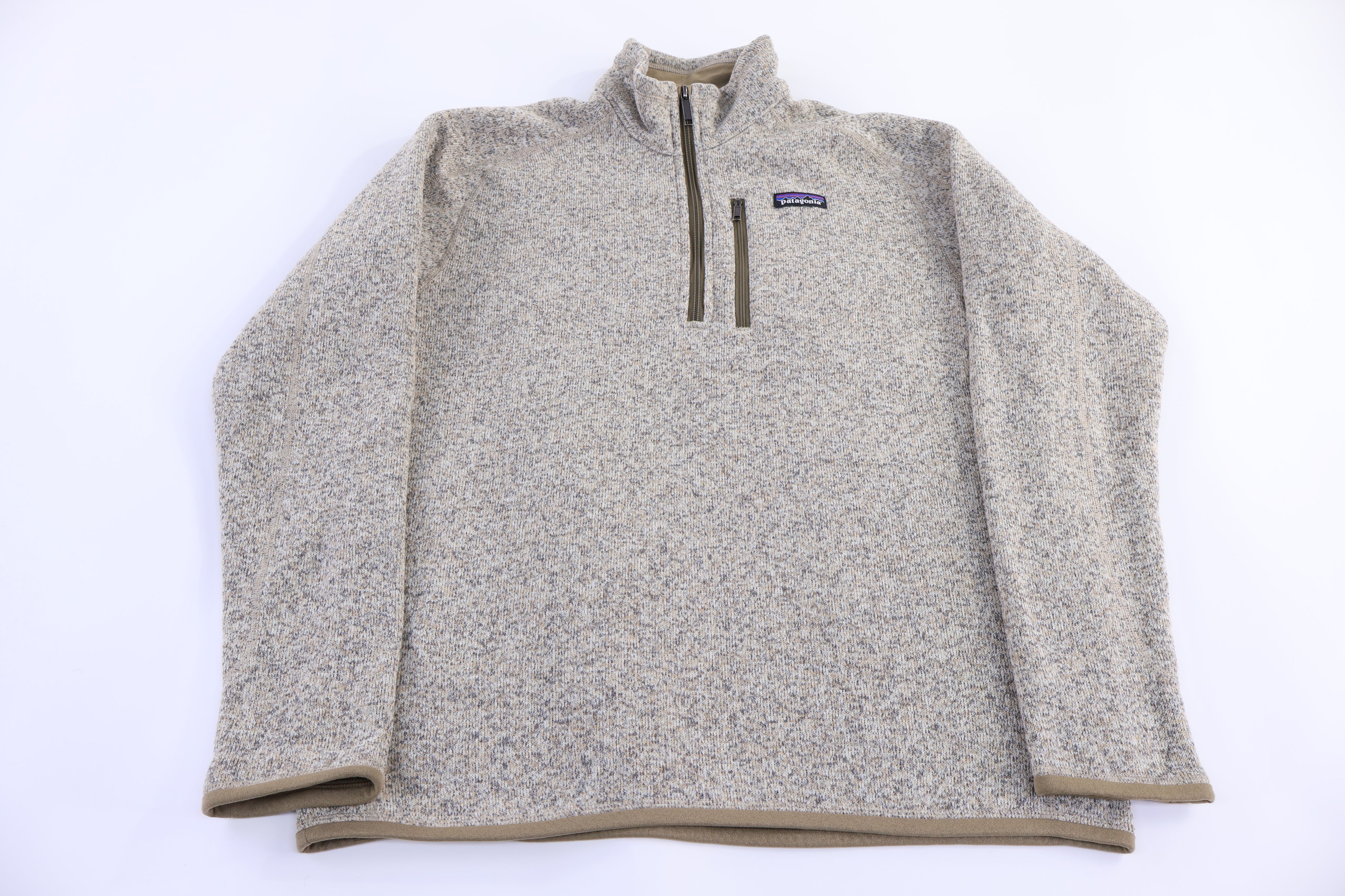 Patagonia Logo Patch Tan Quarter Zip Pullover