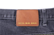 Royal Blue Black Denim Shorts