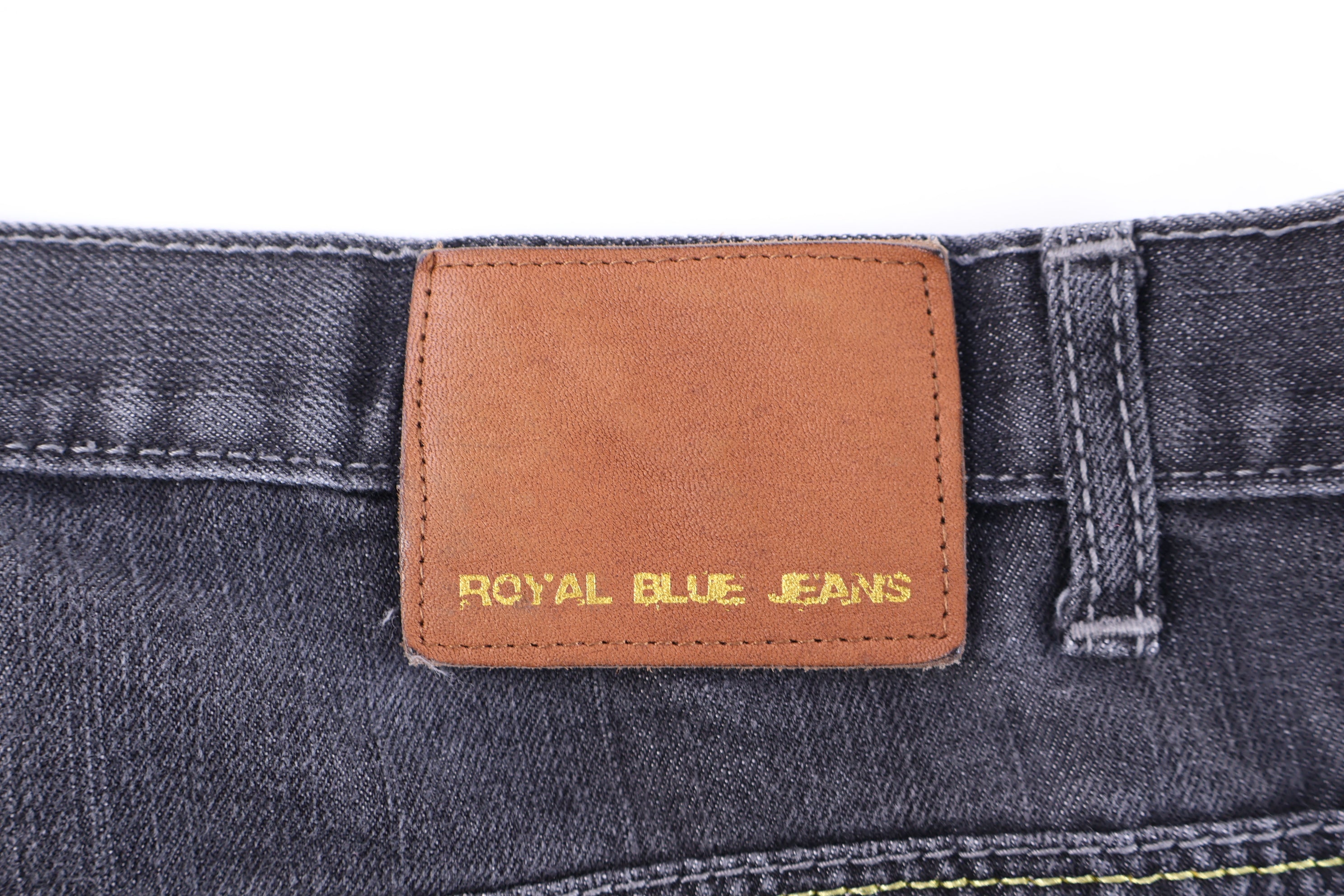 Royal Blue Black Denim Shorts
