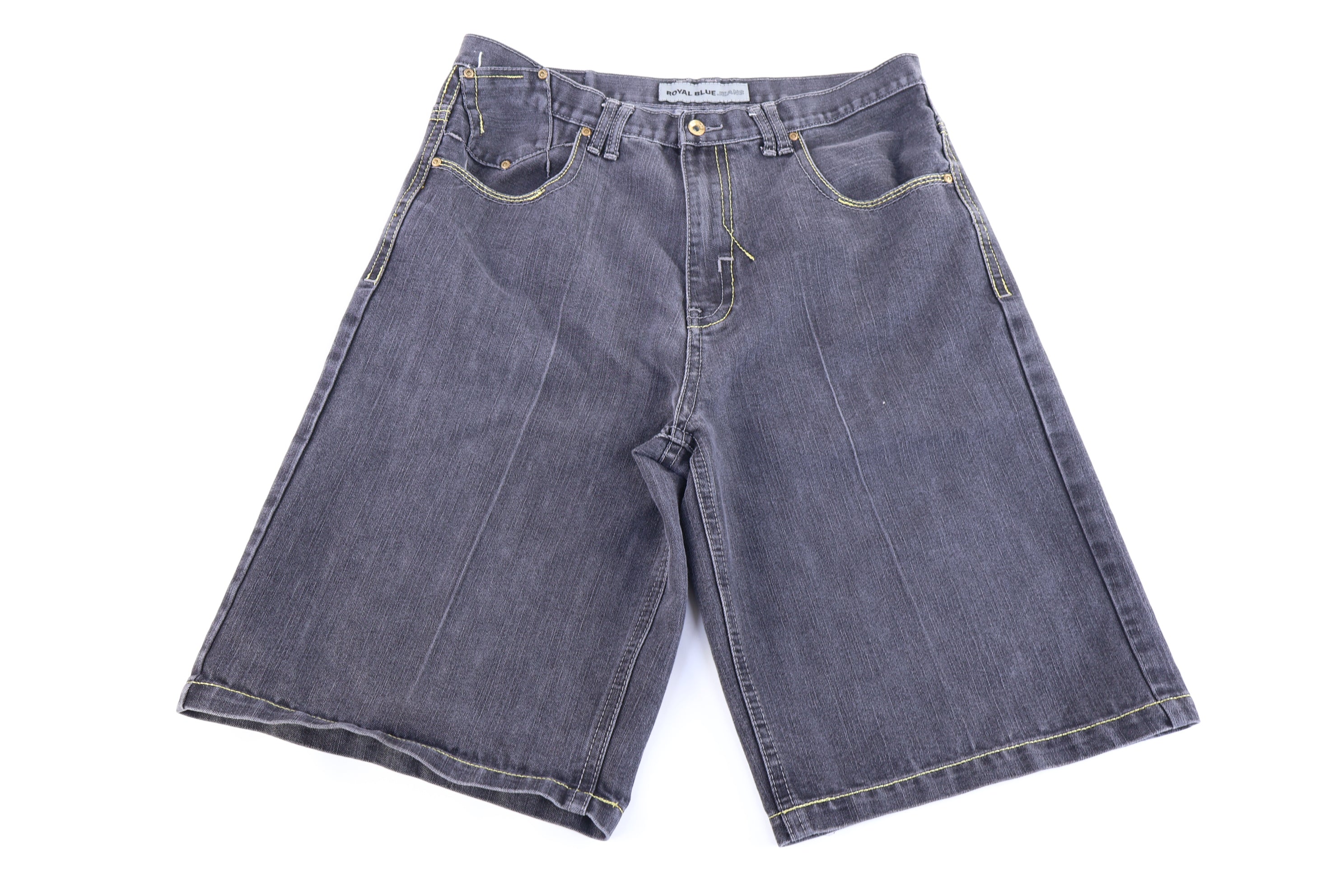 Royal Blue Black Denim Shorts