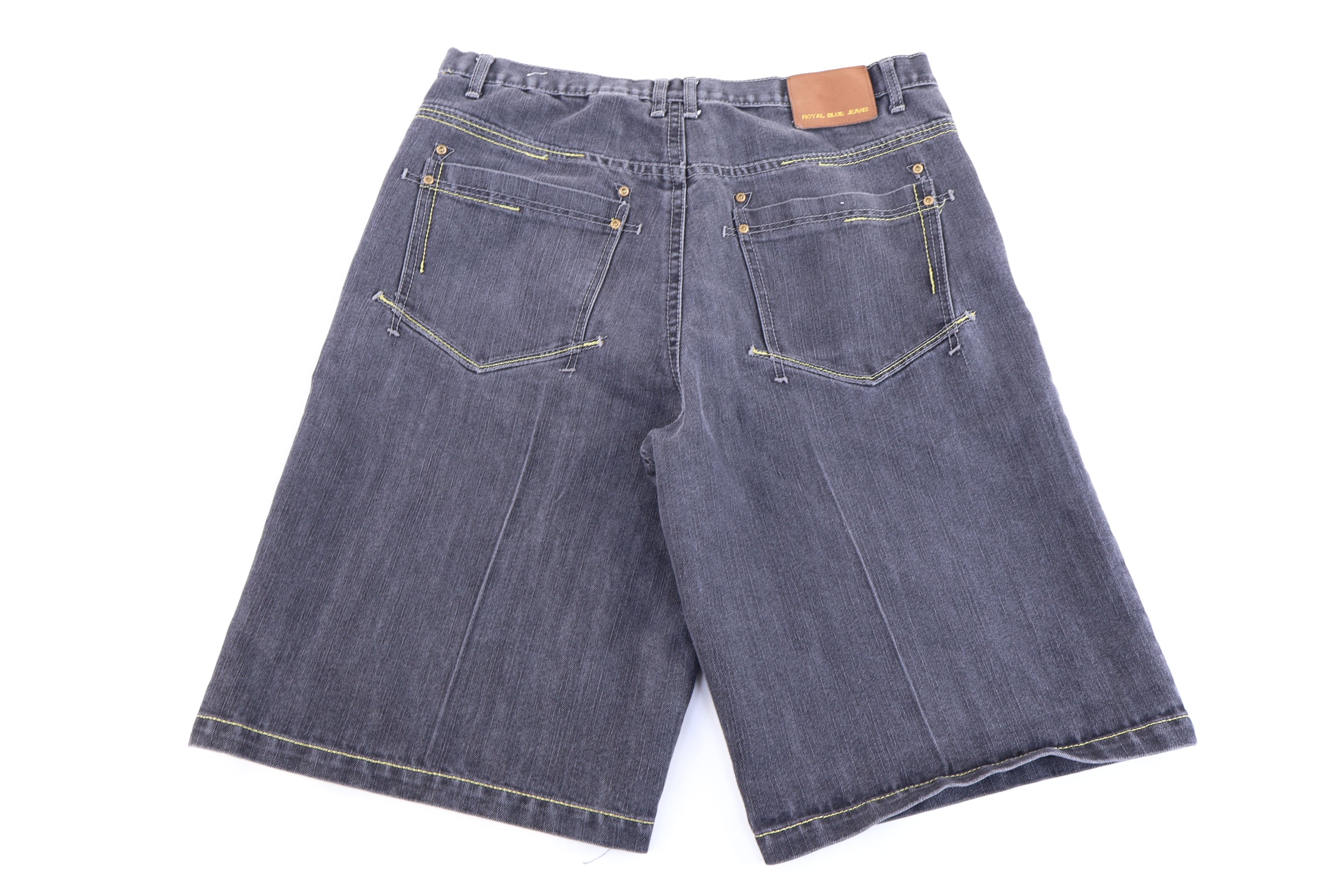 Royal Blue Black Denim Shorts