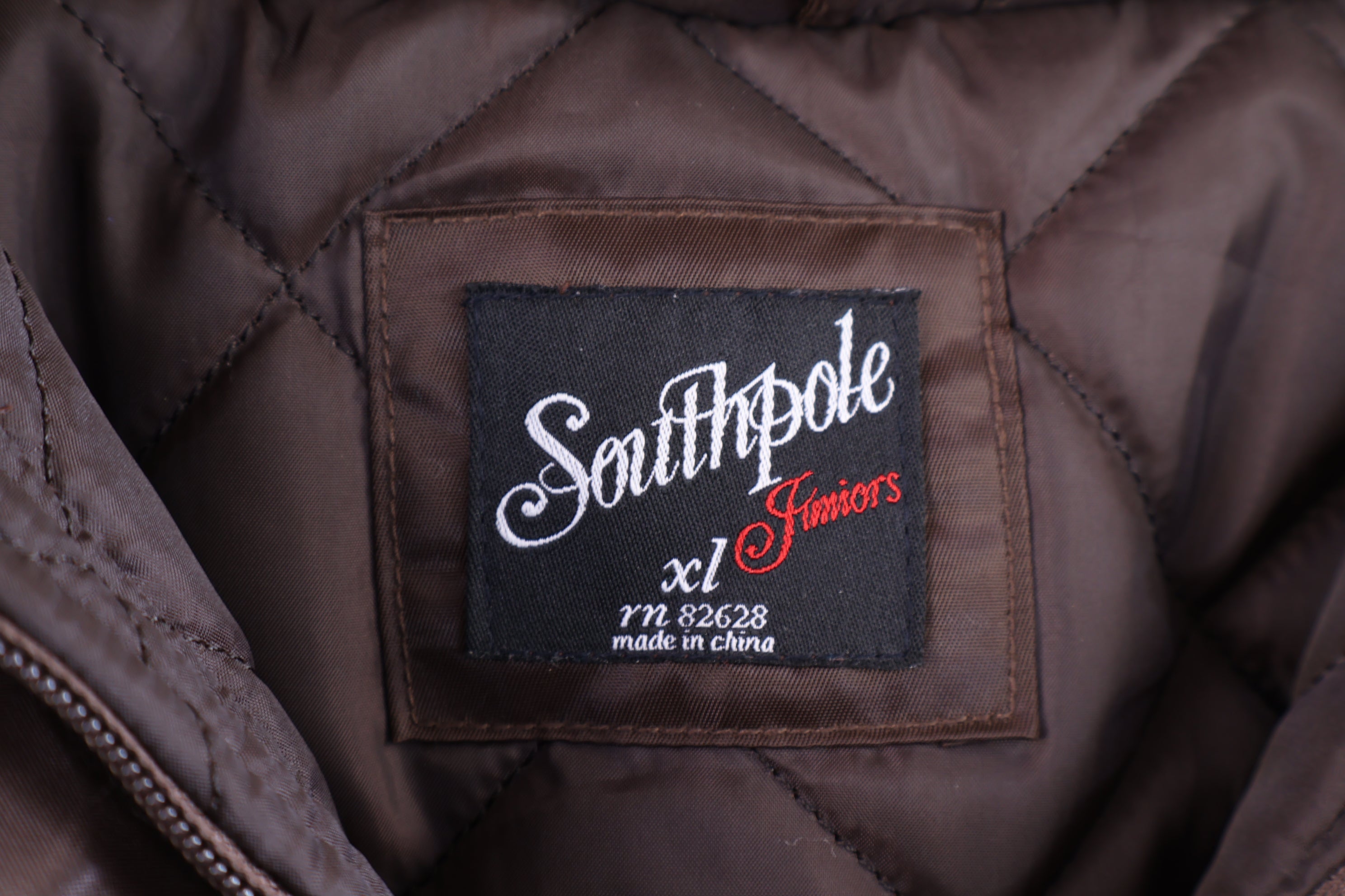 Women's Southpole Brown Full Zip Puffer Jacket