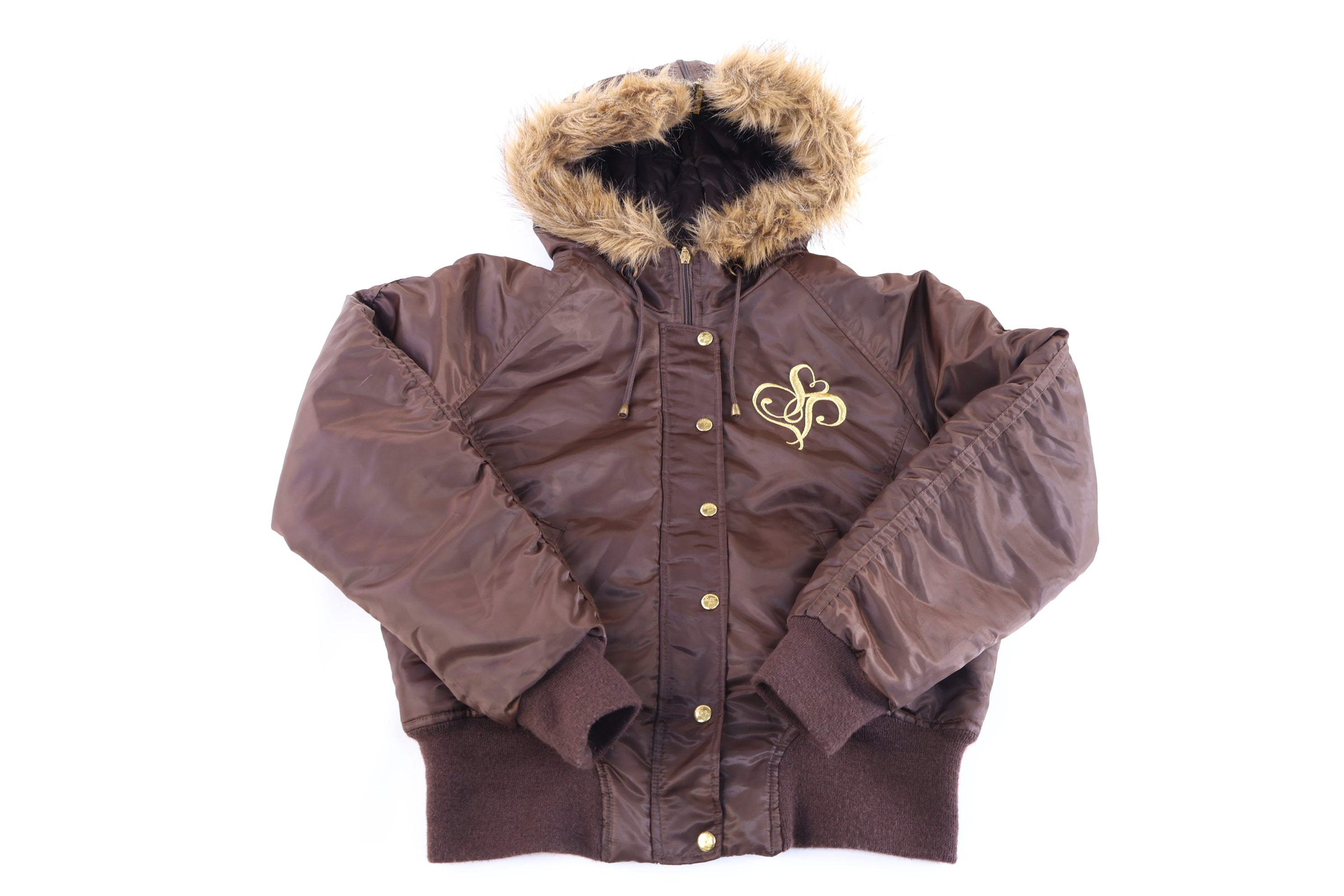 Women's Southpole Brown Full Zip Puffer Jacket