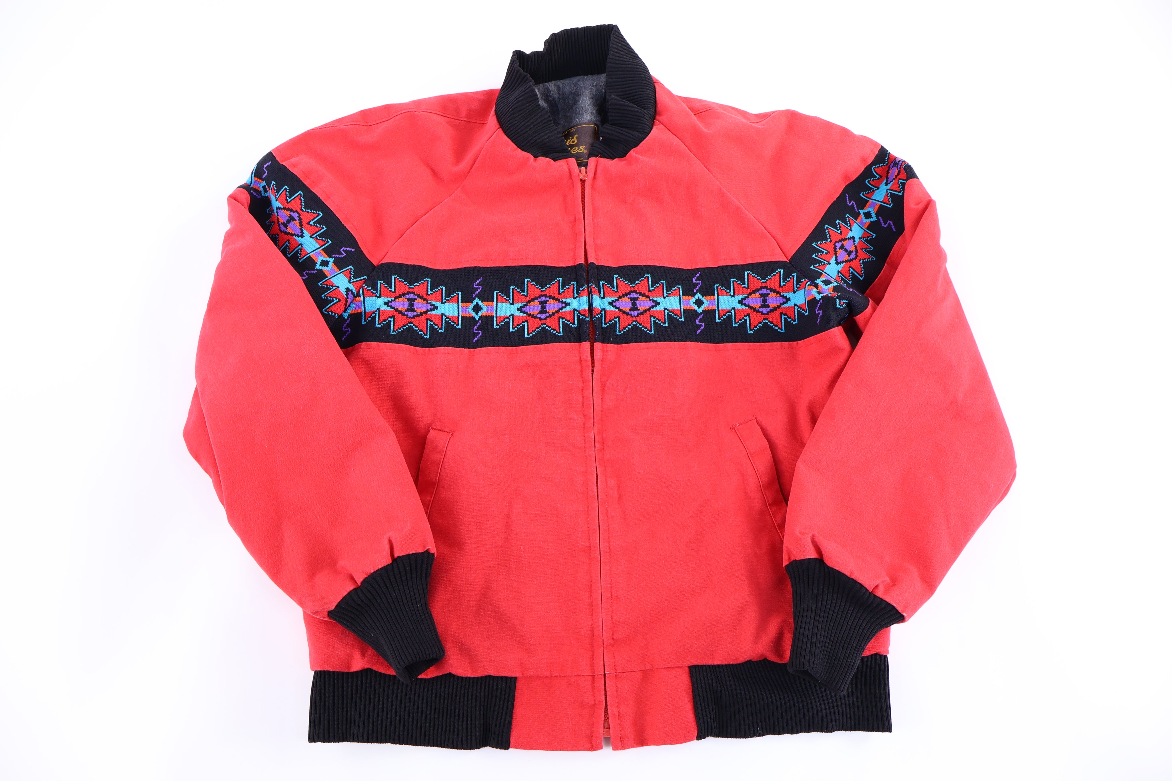 90's David James Aztec Pattern Full Zip Jacket