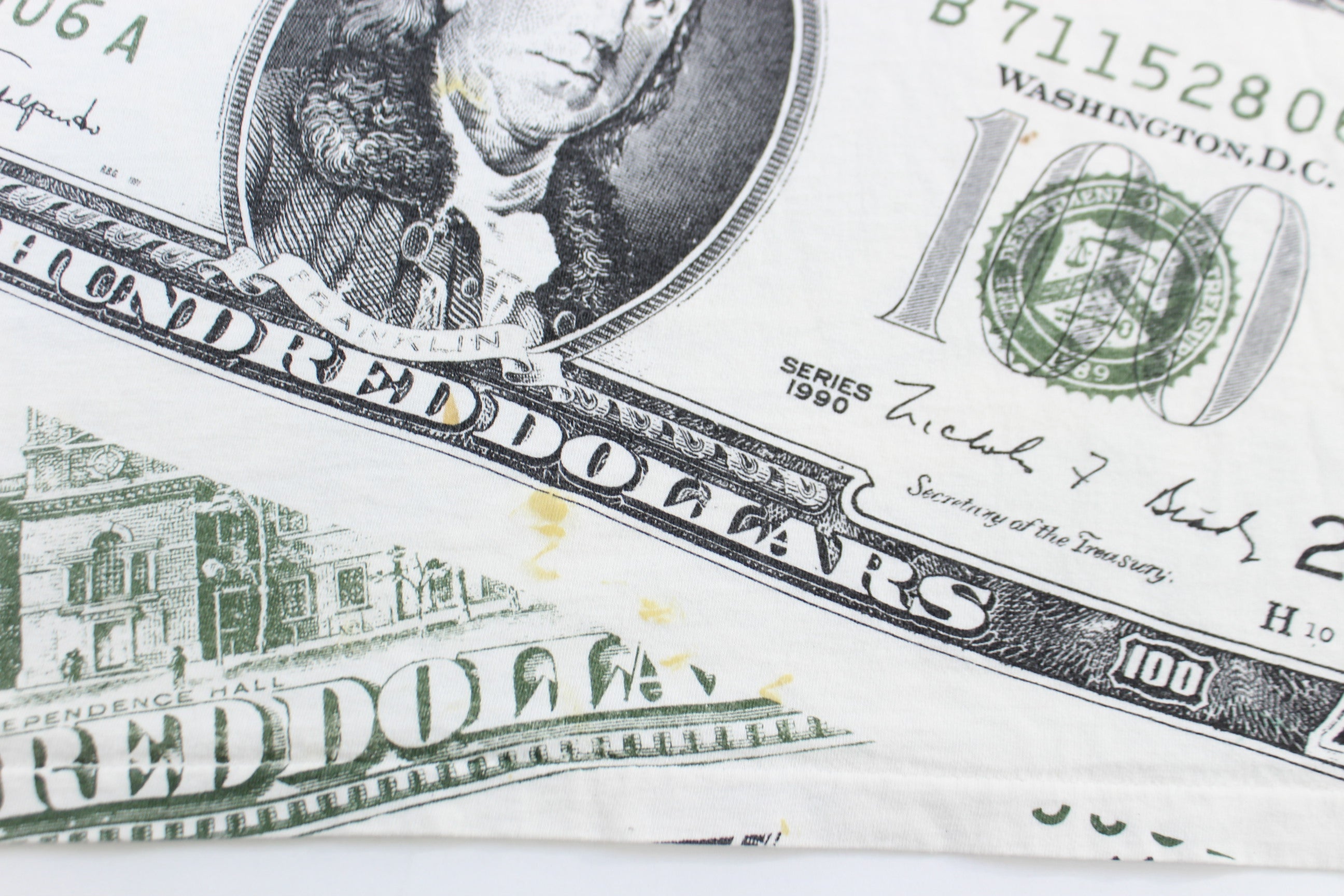 90's 100 Dollar Bill All Over Graphic T-shirt