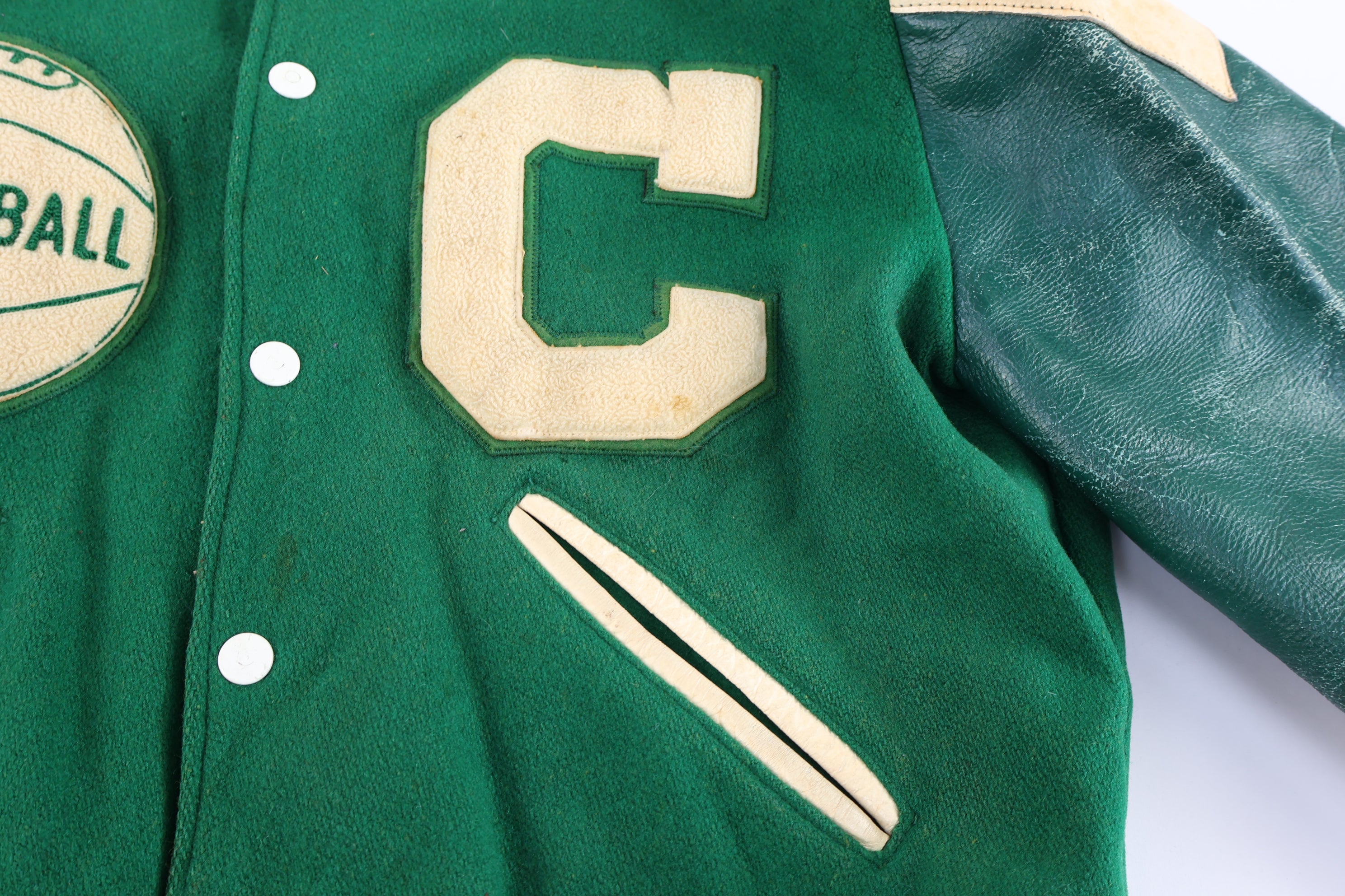 60’s Choctaw Green & Cream Varsity Jacket