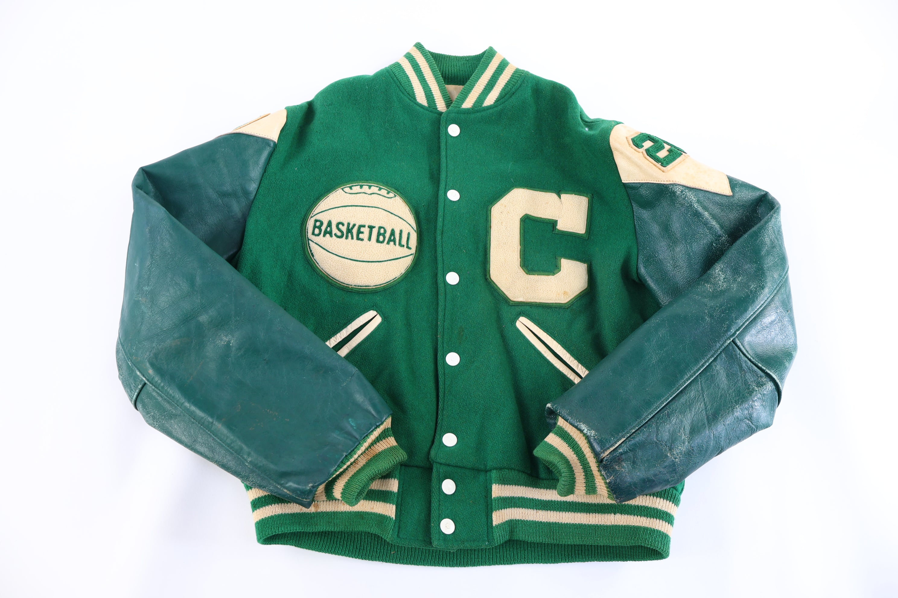 60’s Choctaw Green & Cream Varsity Jacket