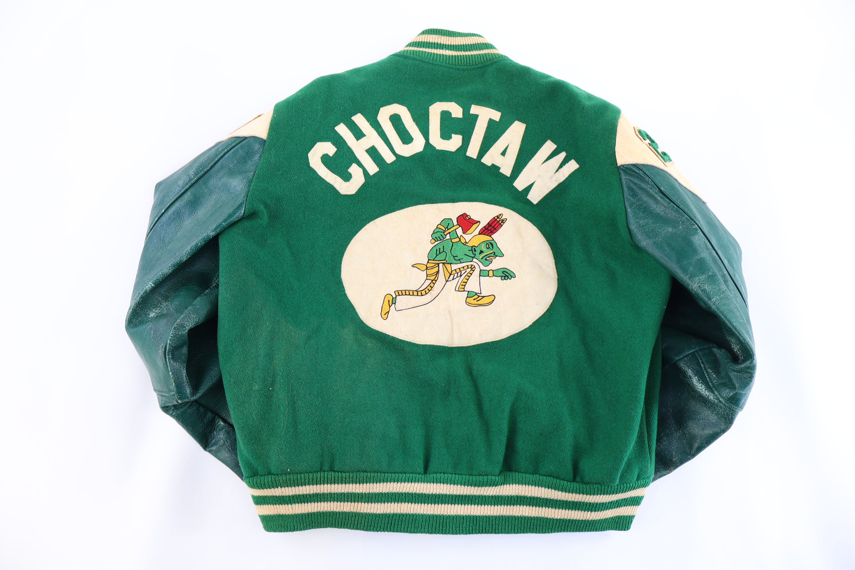 60’s Choctaw Green & Cream Varsity Jacket