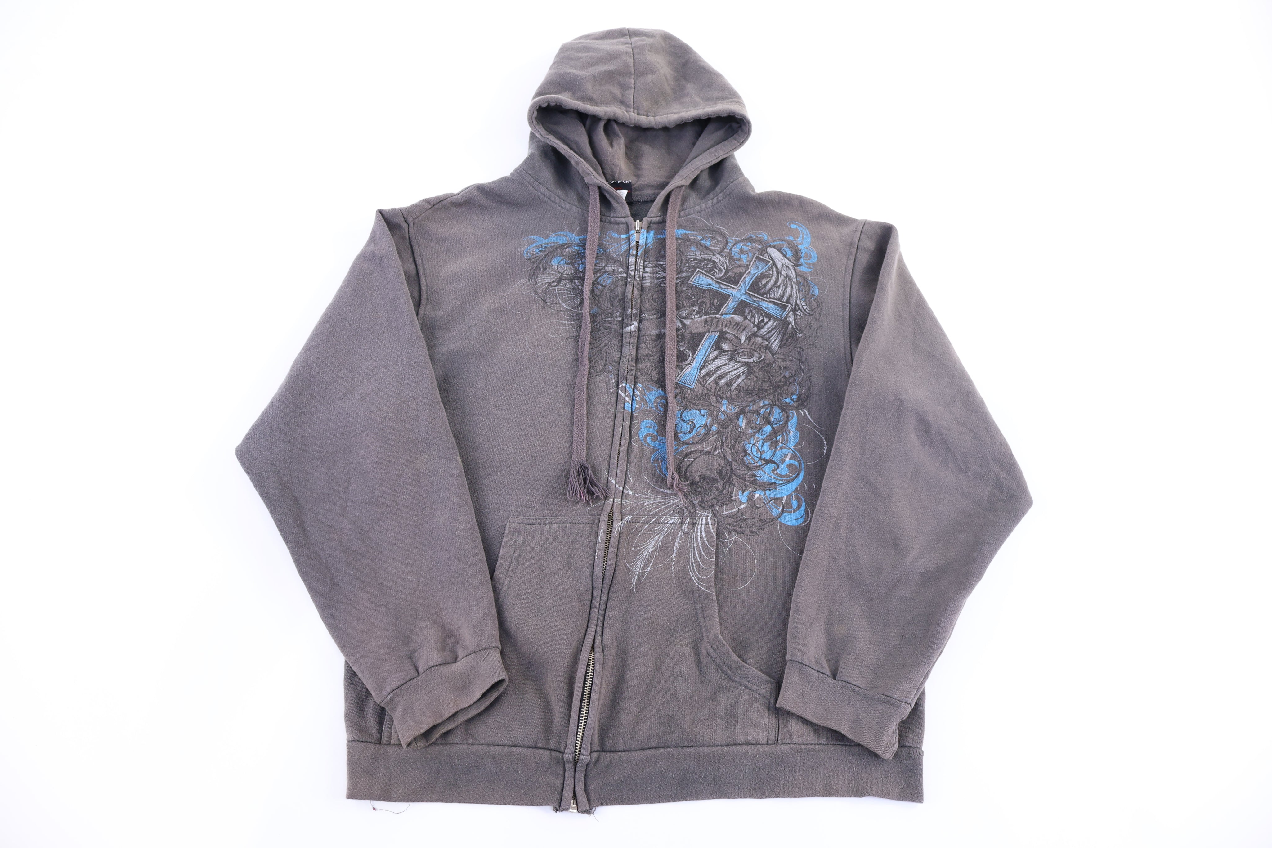 Vintage Miami Ink Grunge Graphic Full Zip Hoodie