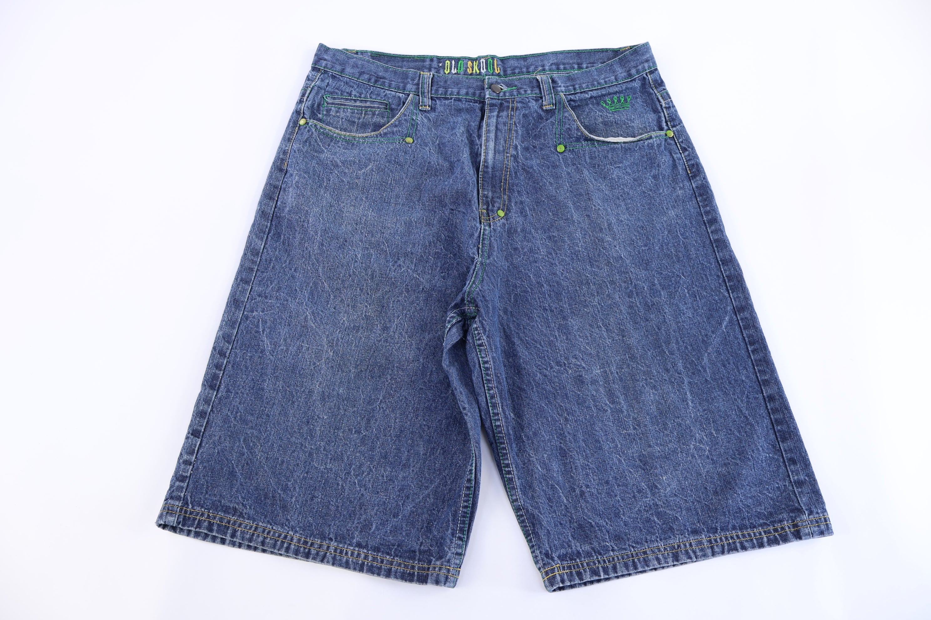 Y2K Old Skool Dark Wash Denim Shorts