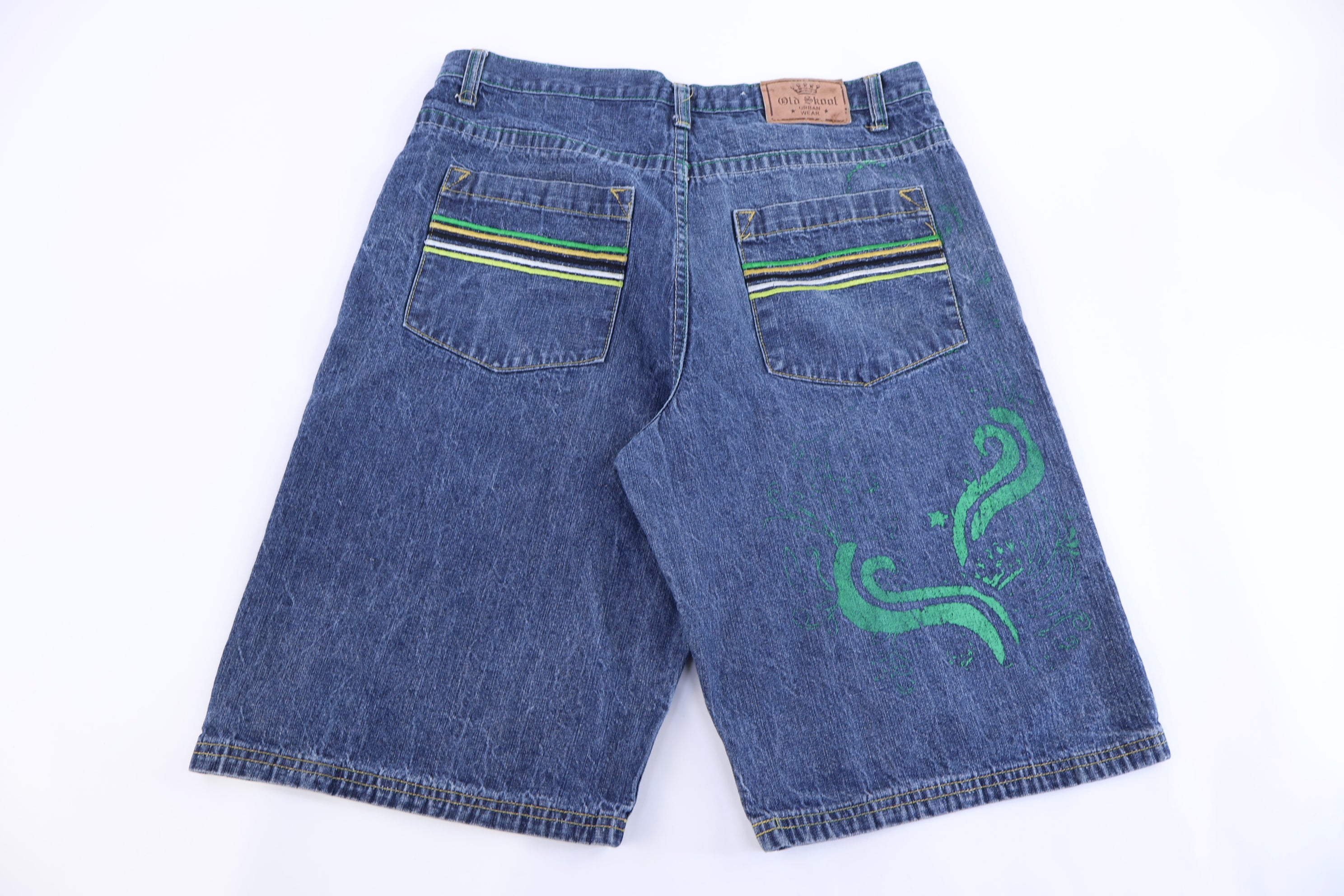 Y2K Old Skool Dark Wash Denim Shorts
