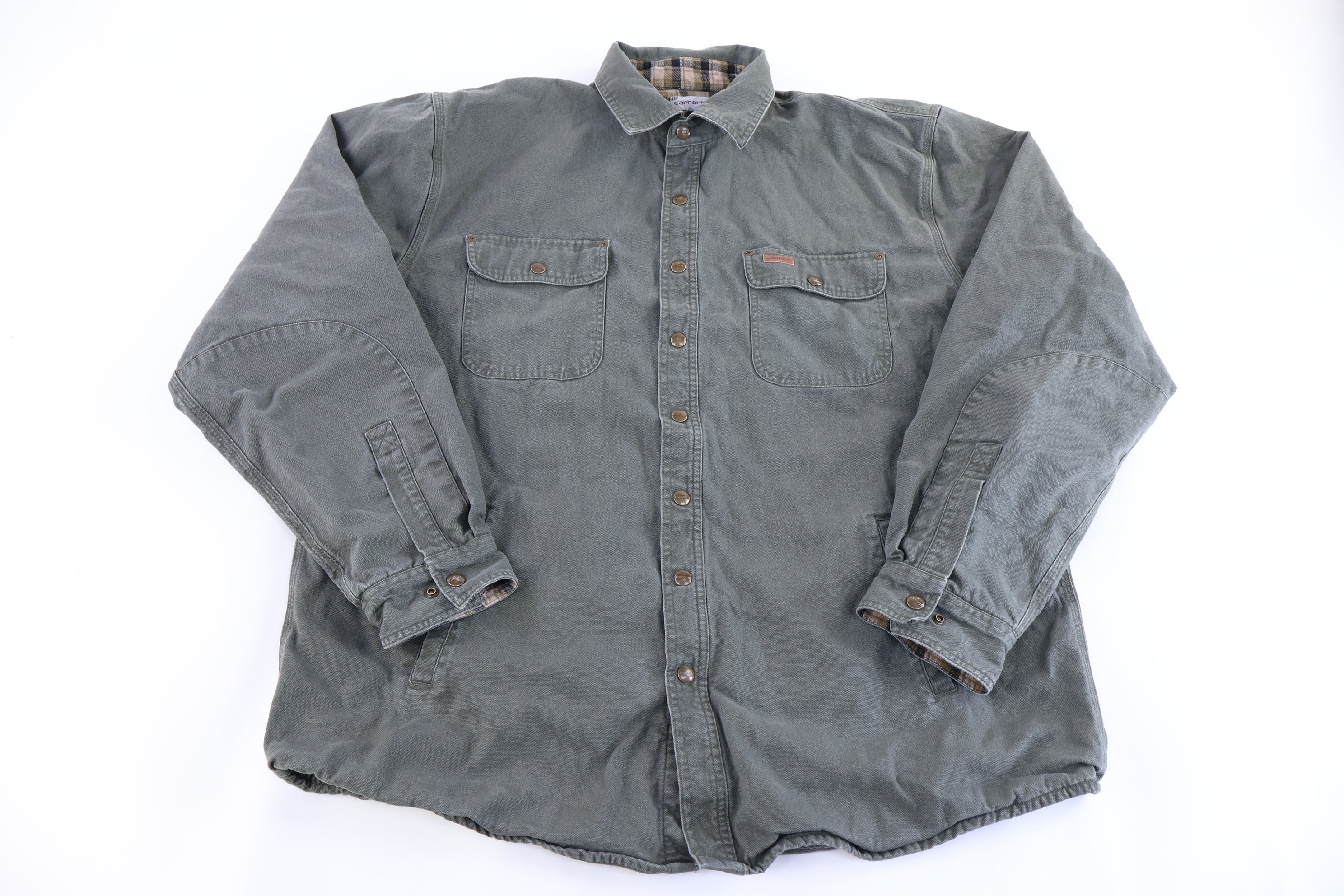 Carhartt Logo Patch Green LS Button Down