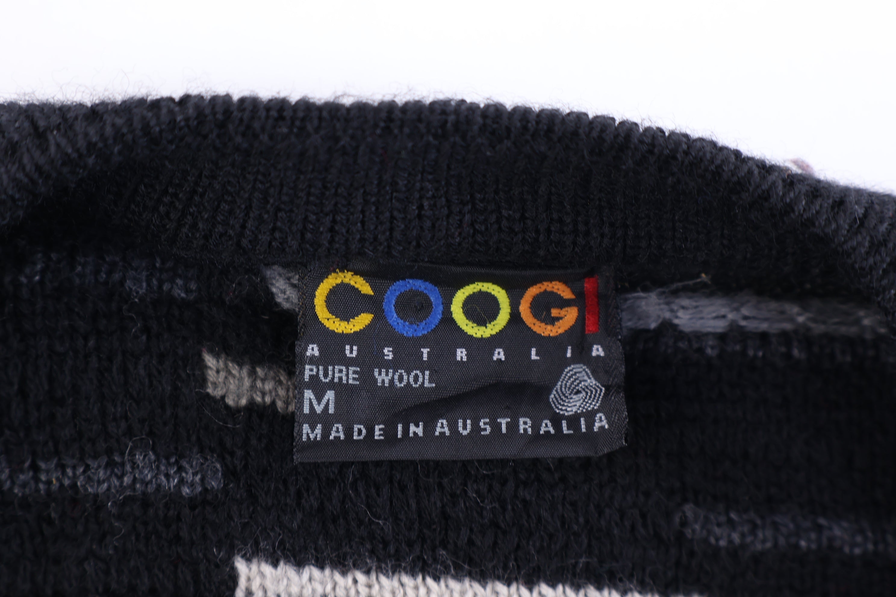Vintage Coogi Australia Black & White Knit Cardigan Sweater