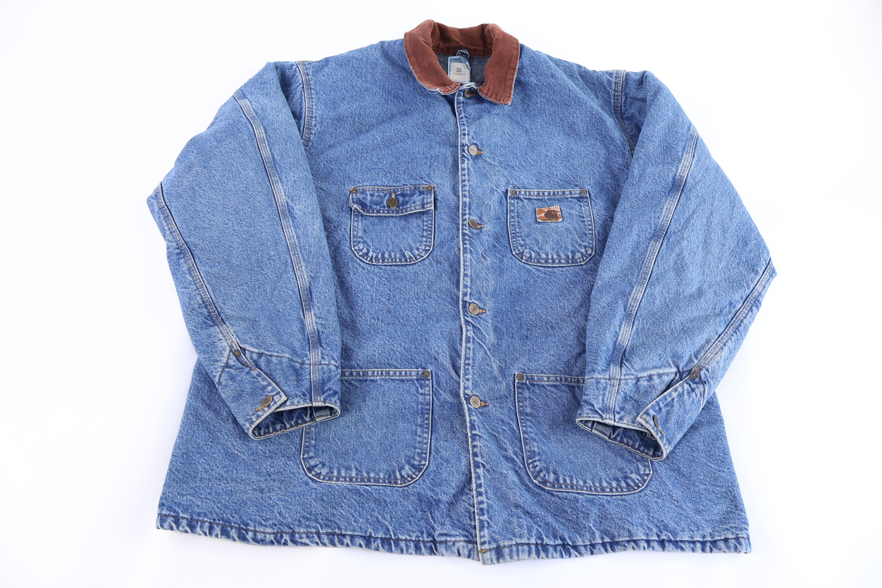 Carhartt Logo Patch Blanket Lined Denim Chore Jacket