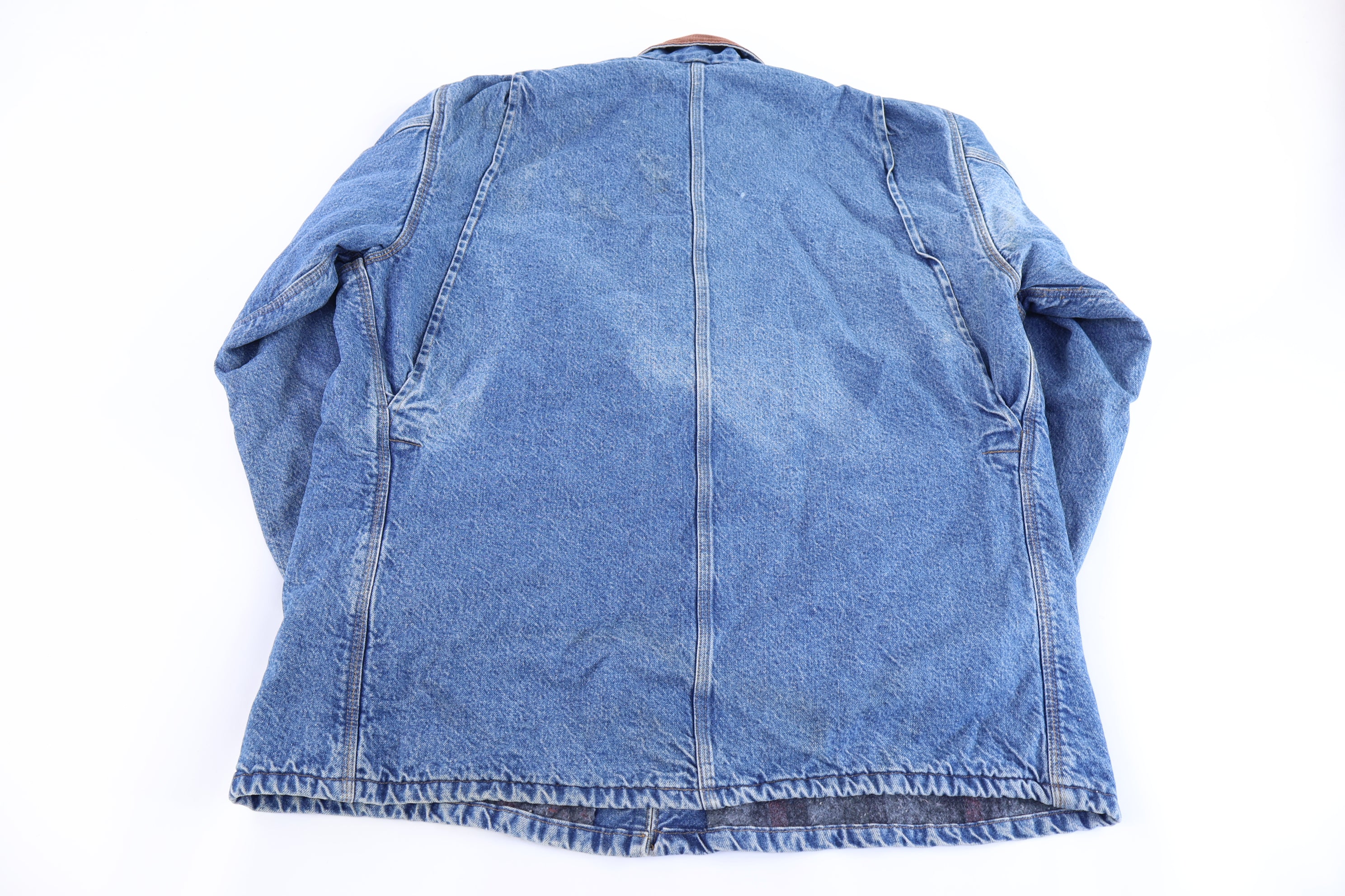 Carhartt Logo Patch Blanket Lined Denim Chore Jacket