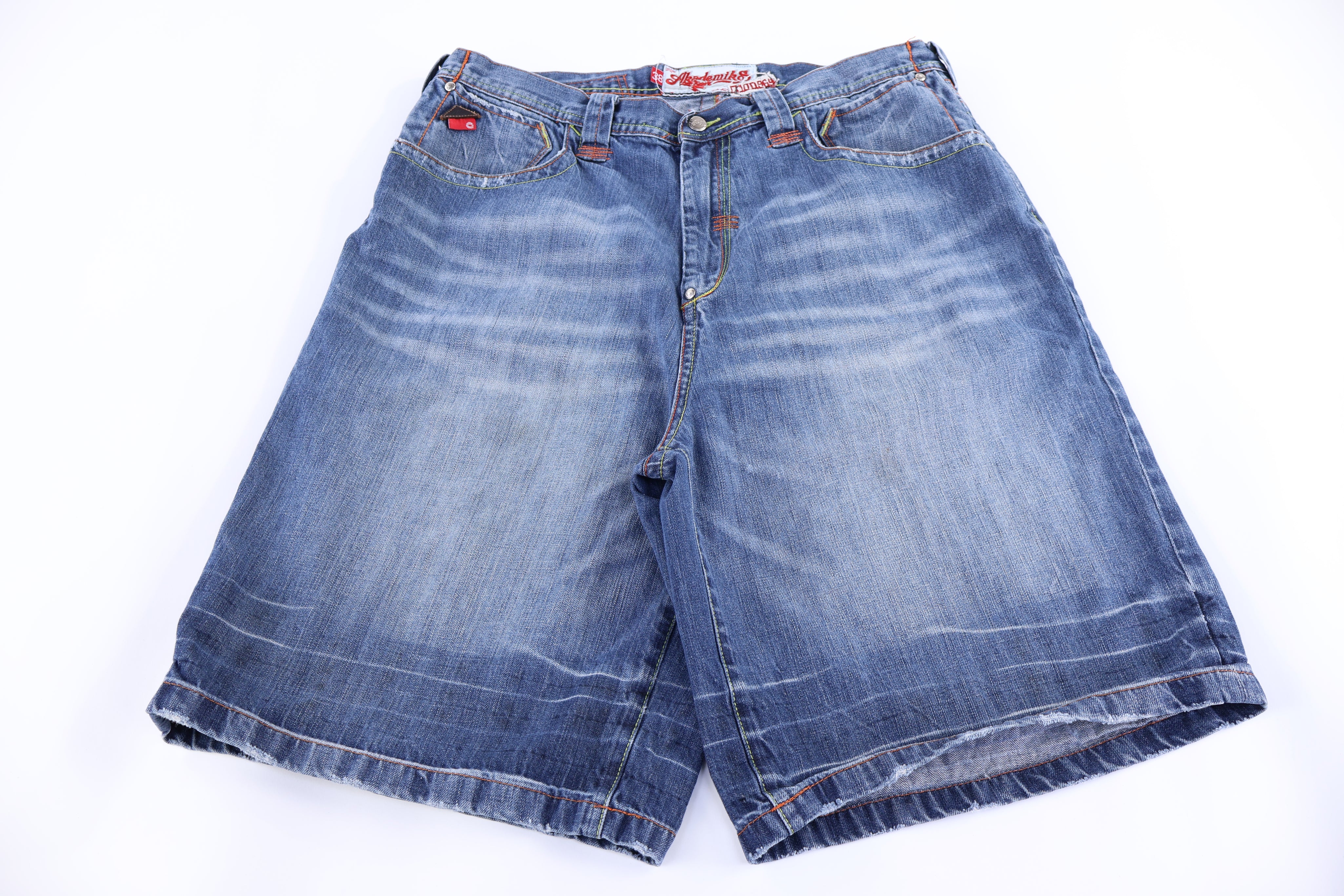 Y2K Akadmiks Dark Wash Embroidered Denim Shorts
